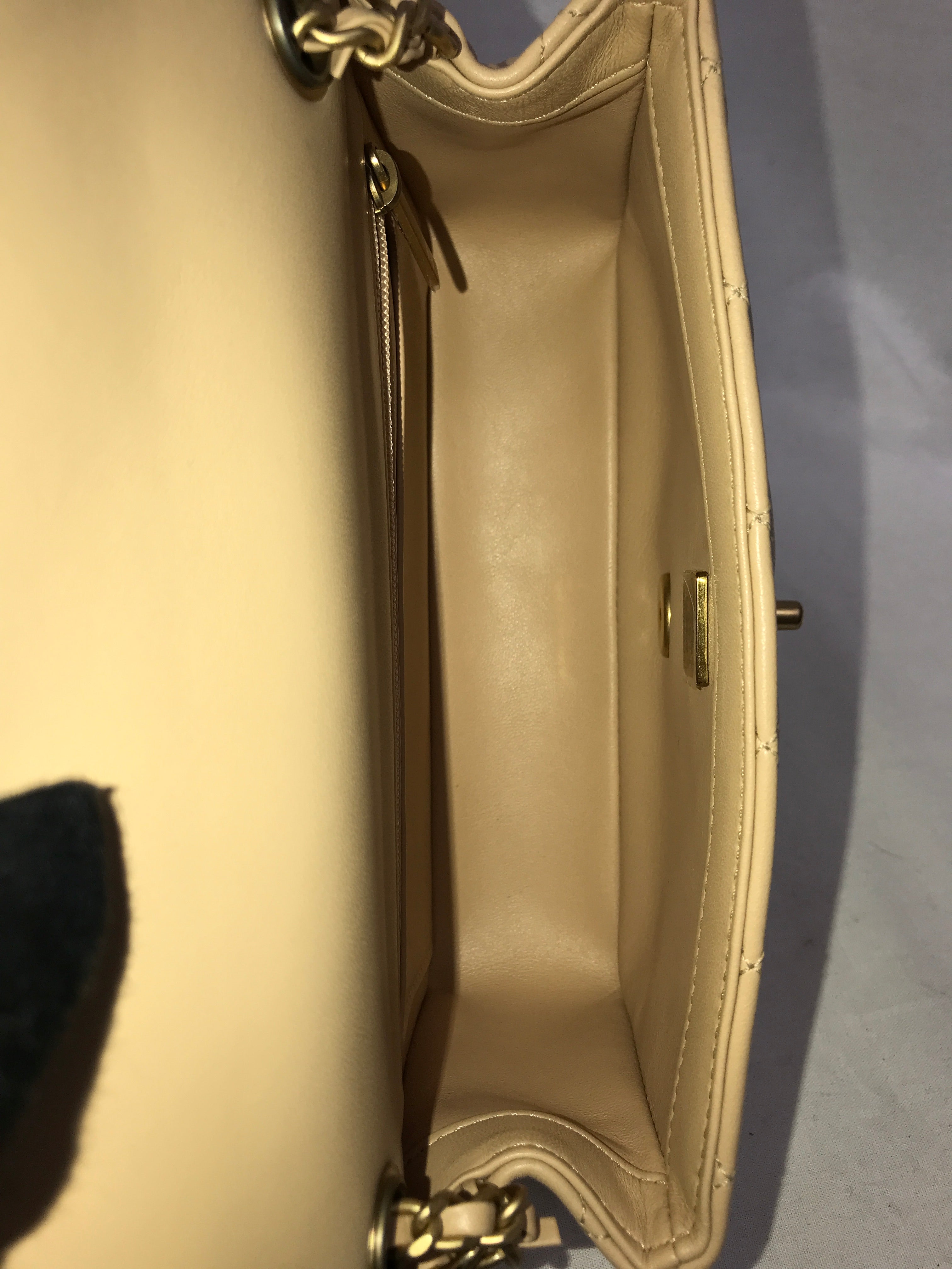 Lambskin Quilted Leather Mini Rectangle Pearl Crush w/AGHW