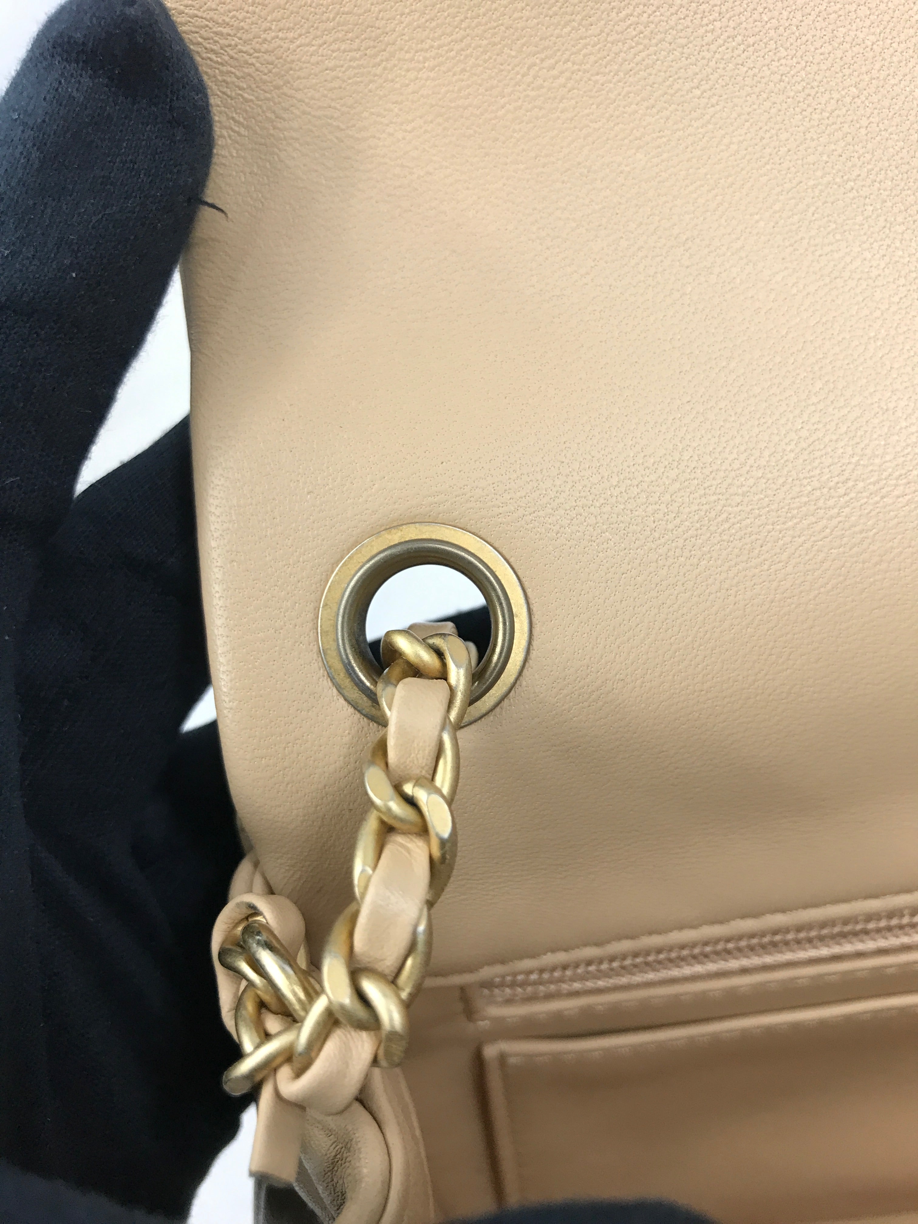 Lambskin Quilted Leather Mini Rectangle Pearl Crush w/AGHW