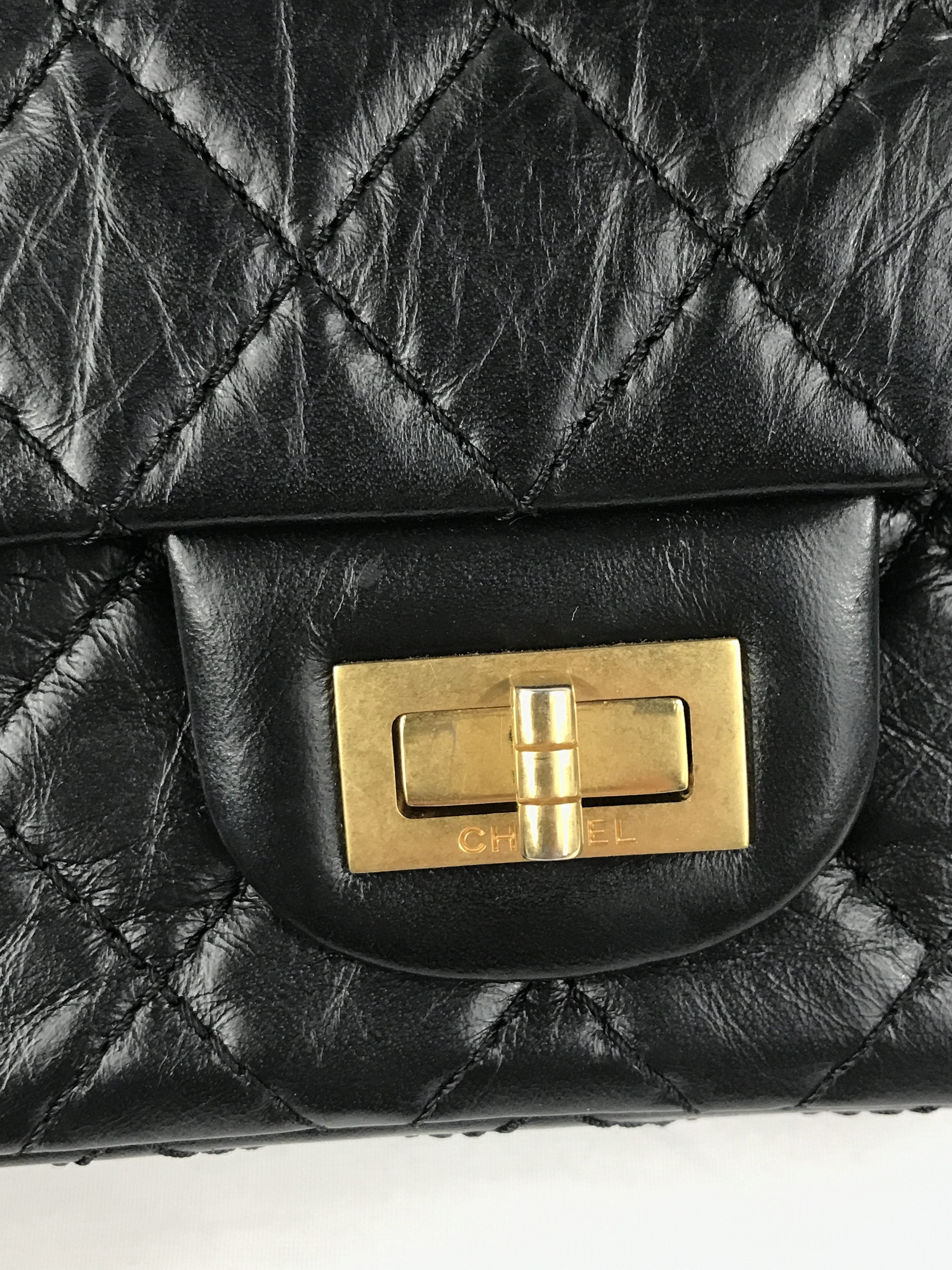 Black Quilted Crinkled Lambskin Reissue Mini 2.55 W/AGHW