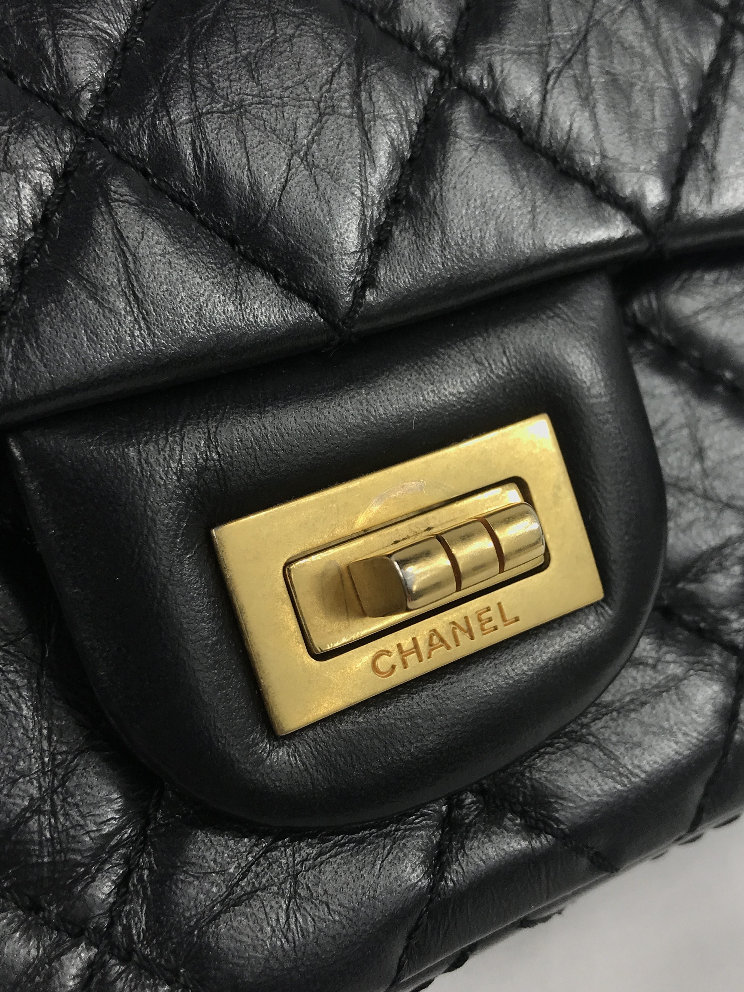 Black Quilted Crinkled Lambskin Reissue Mini 2.55 W/AGHW