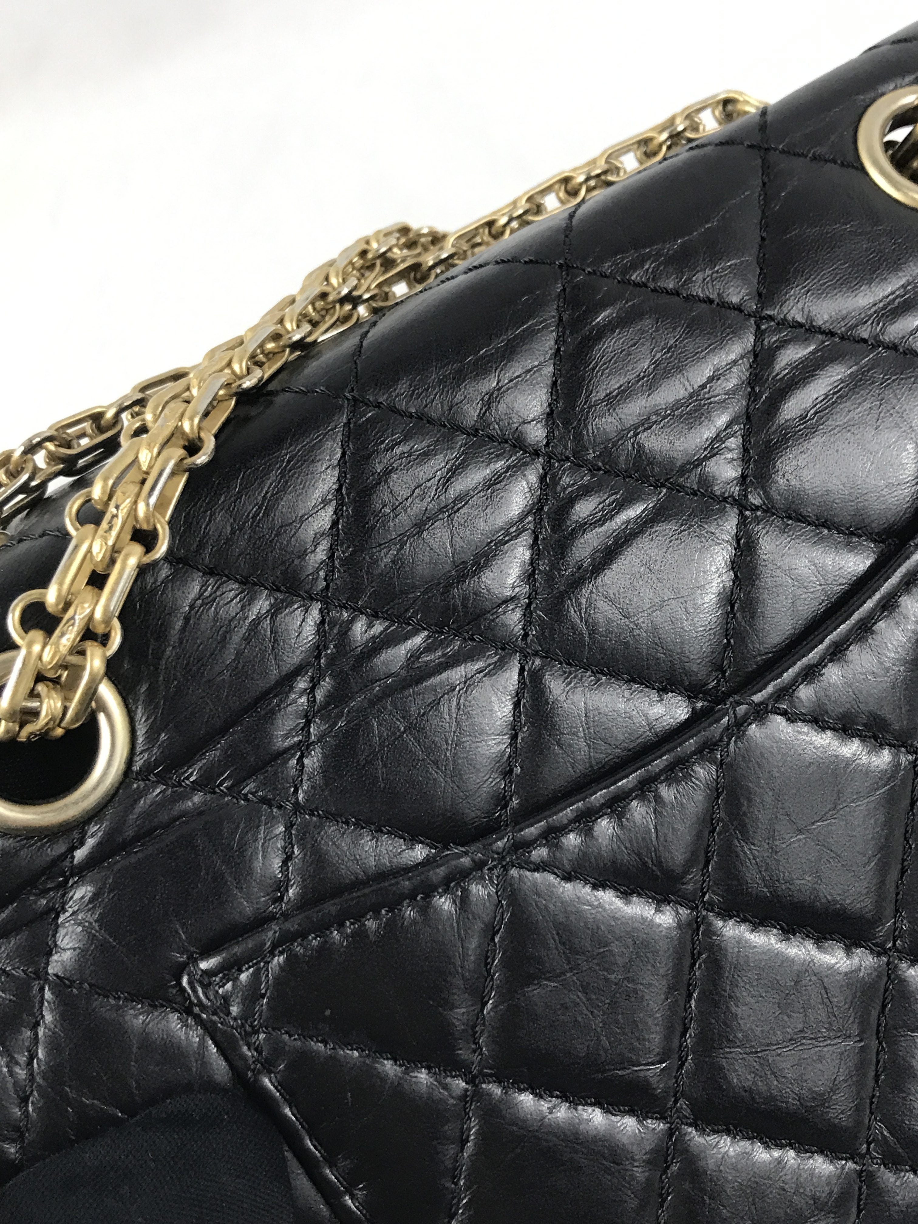 Black Quilted Crinkled Lambskin Reissue Mini 2.55 W/AGHW