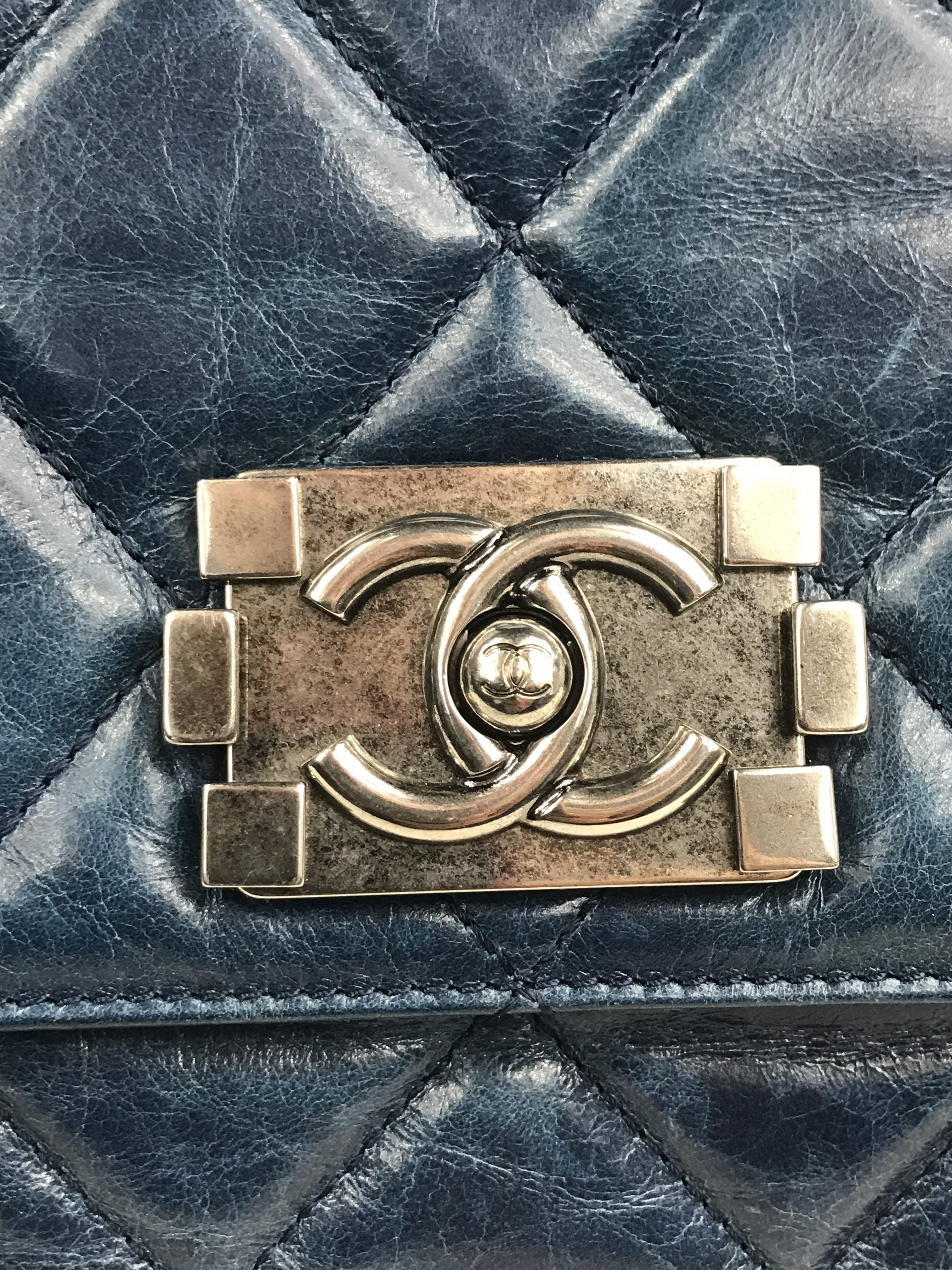 Blue Quilted Distressed Convertible Boy Tote W/RHW