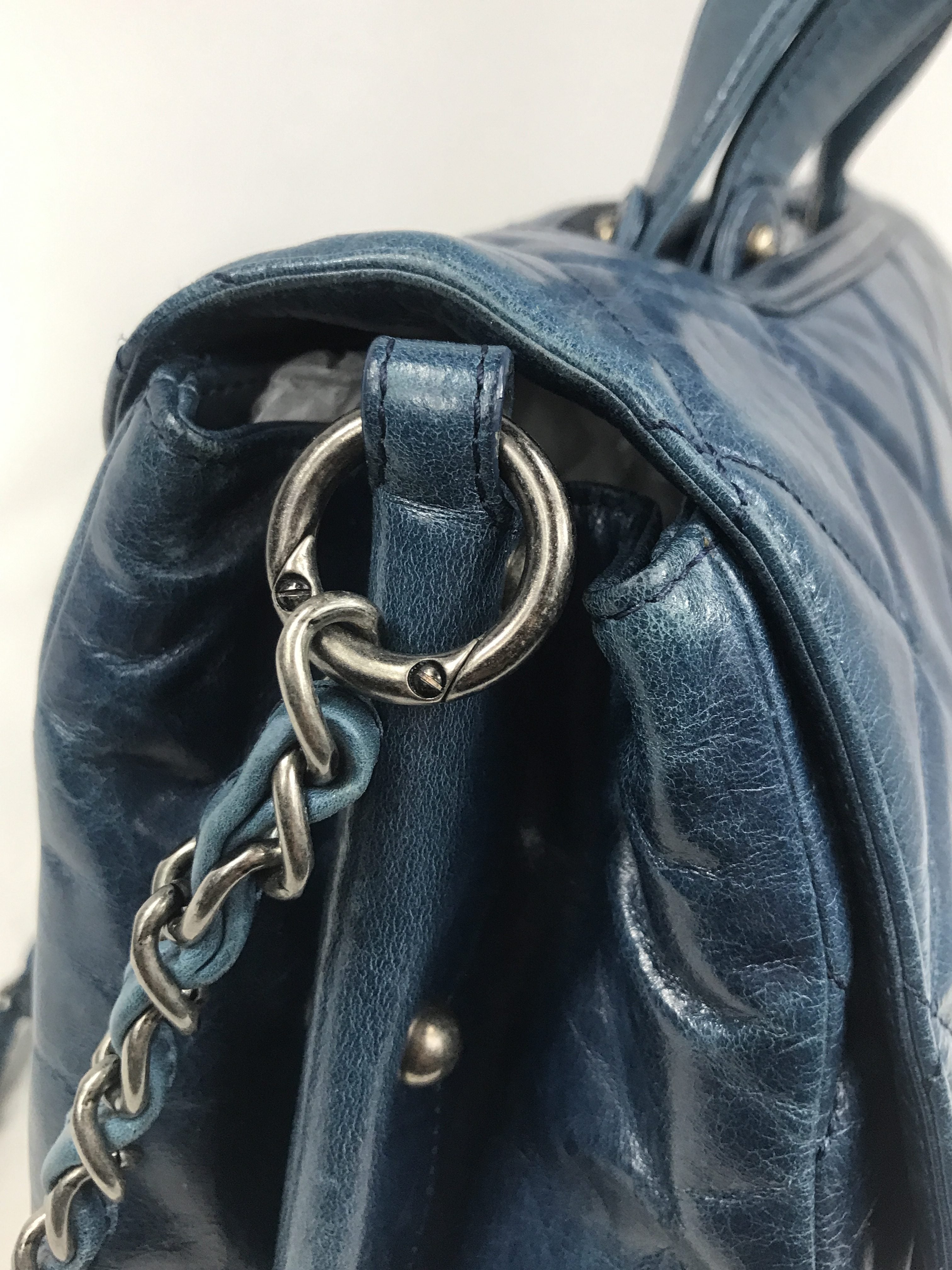 Blue Quilted Distressed Convertible Boy Tote W/RHW