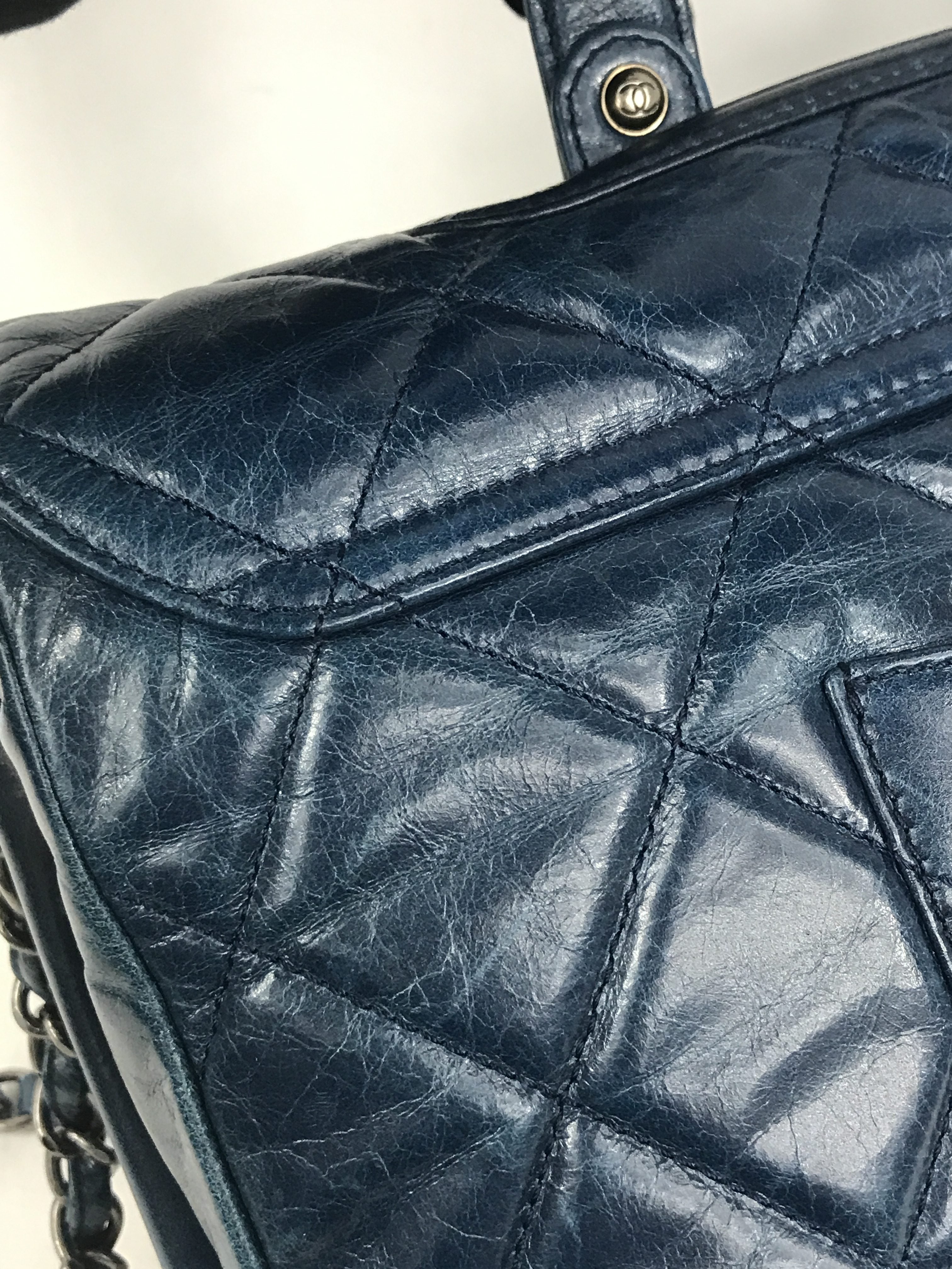 Blue Quilted Distressed Convertible Boy Tote W/RHW