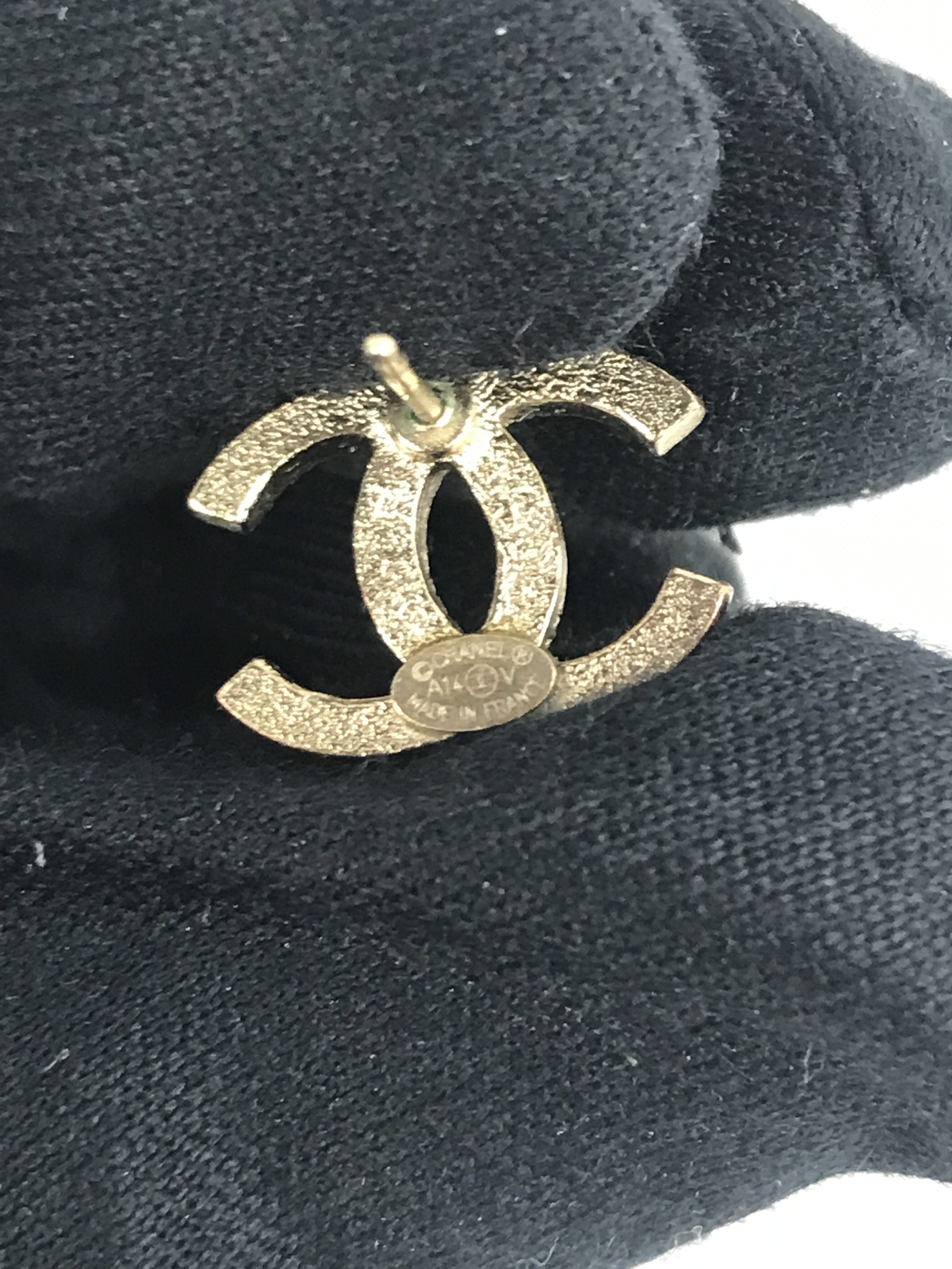 Gold CC Crystal Stud Earrings