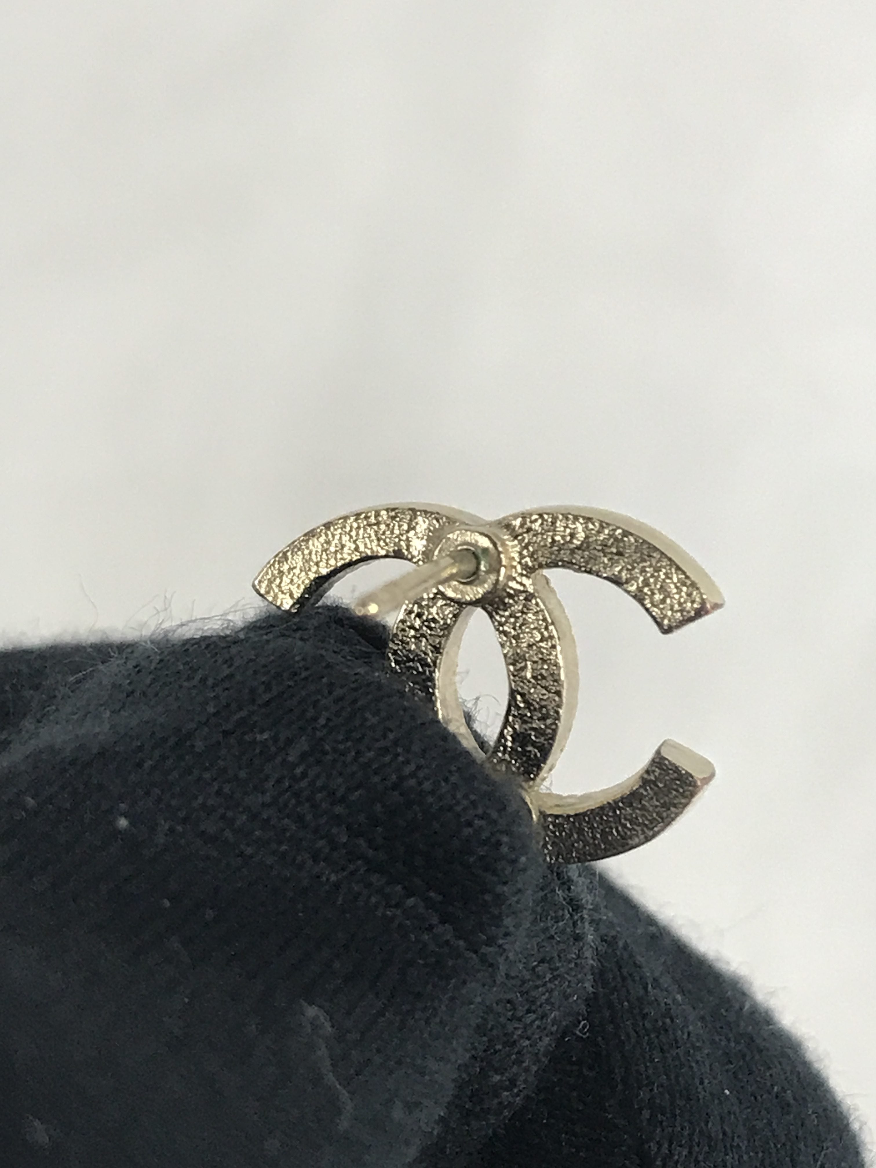 Gold CC Crystal Stud Earrings