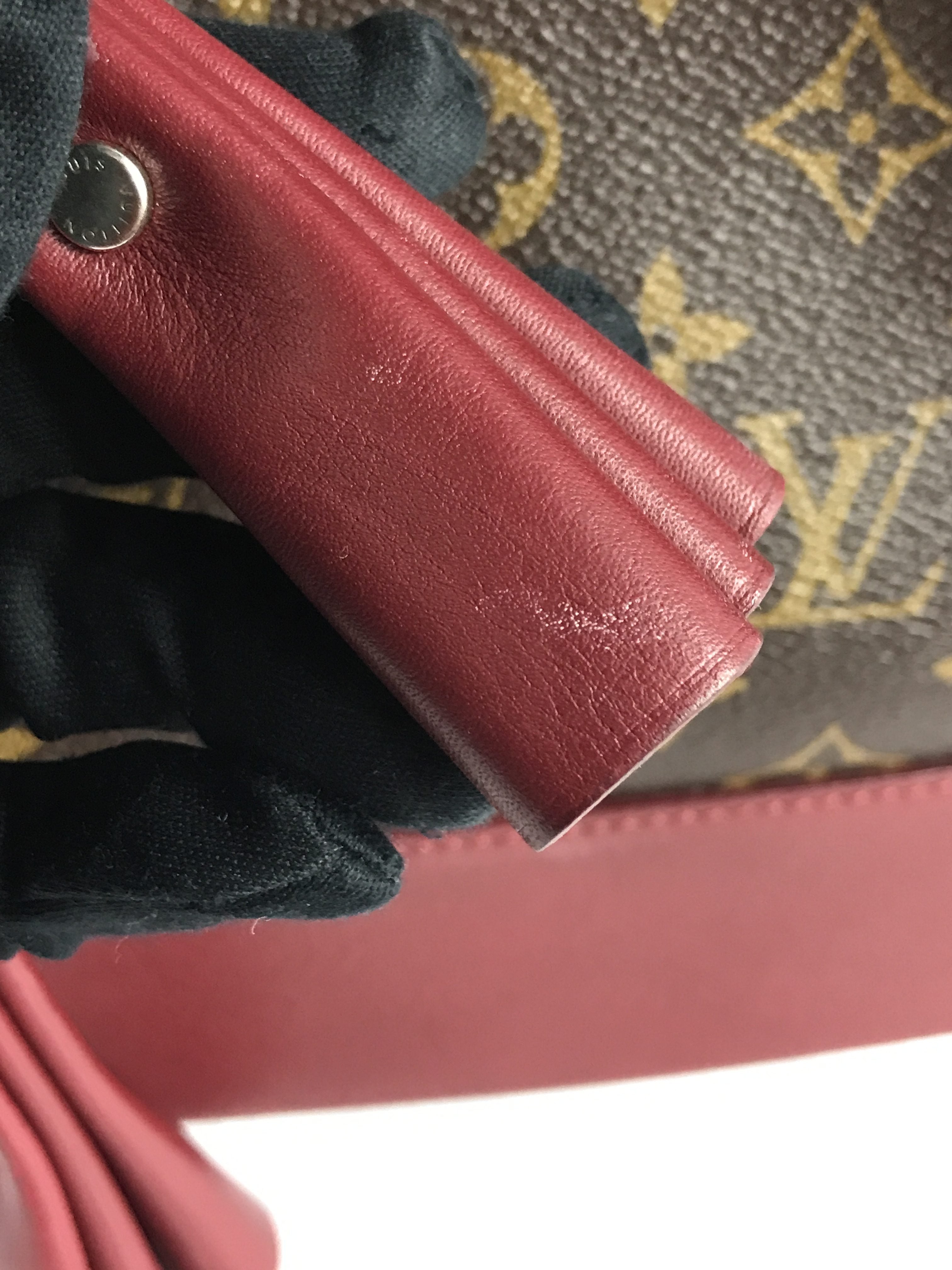 Monogram Coated Canvas/ Burgundy Leather Bucket Shoulder Bag w/ removable pouch w/RHW