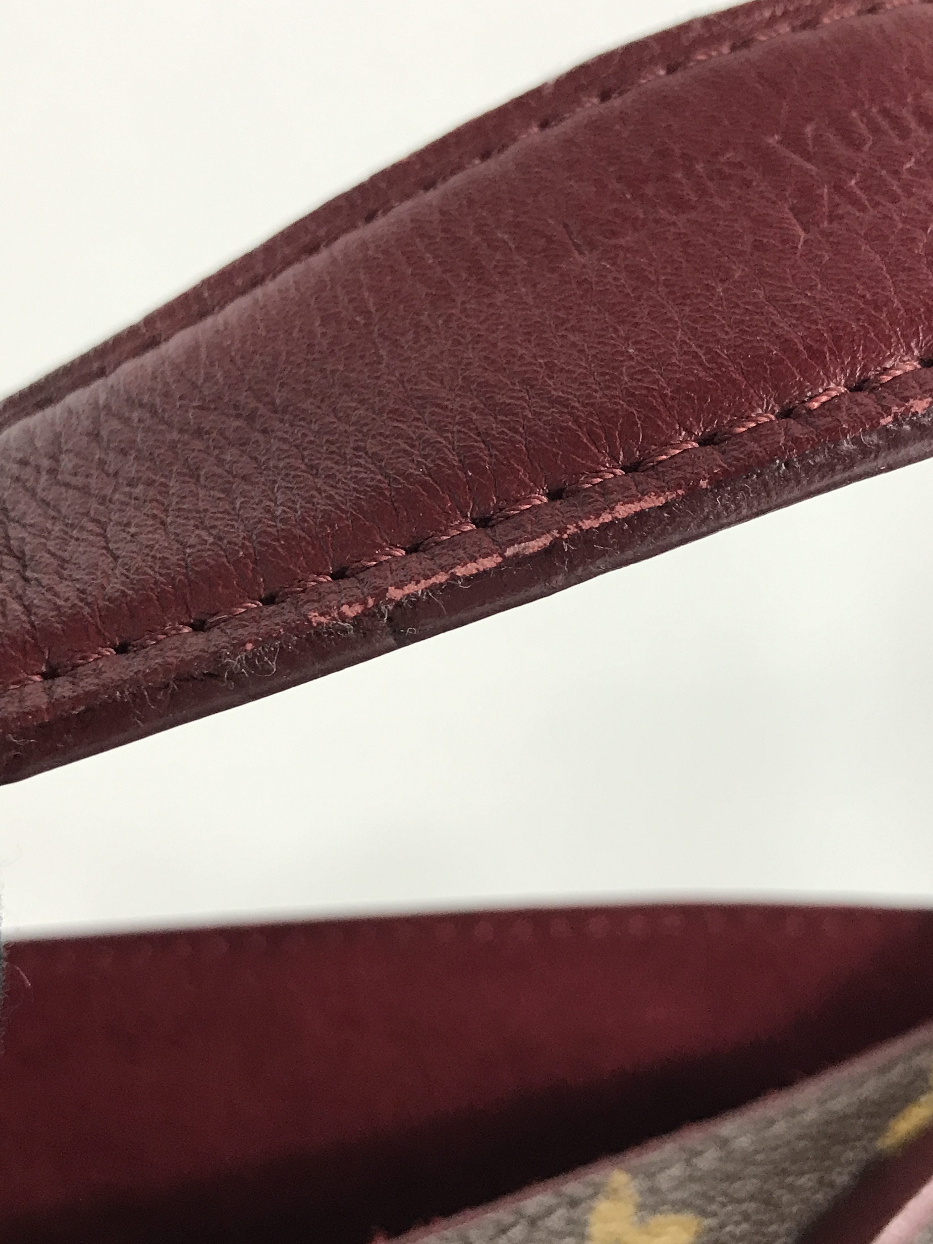 Monogram Coated Canvas/ Burgundy Leather Bucket Shoulder Bag w/ removable pouch w/RHW