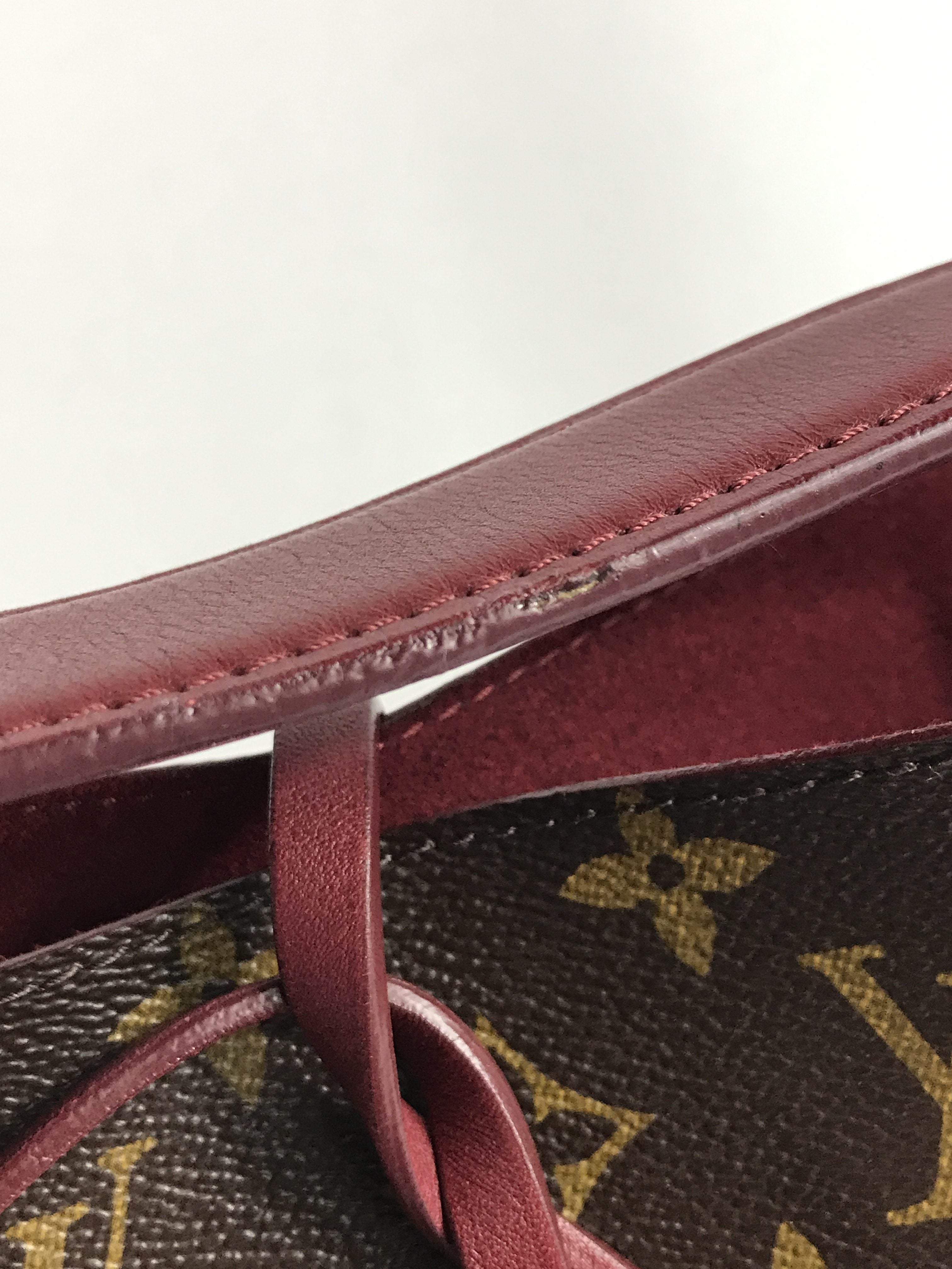 Monogram Coated Canvas/ Burgundy Leather Bucket Shoulder Bag w/ removable pouch w/RHW