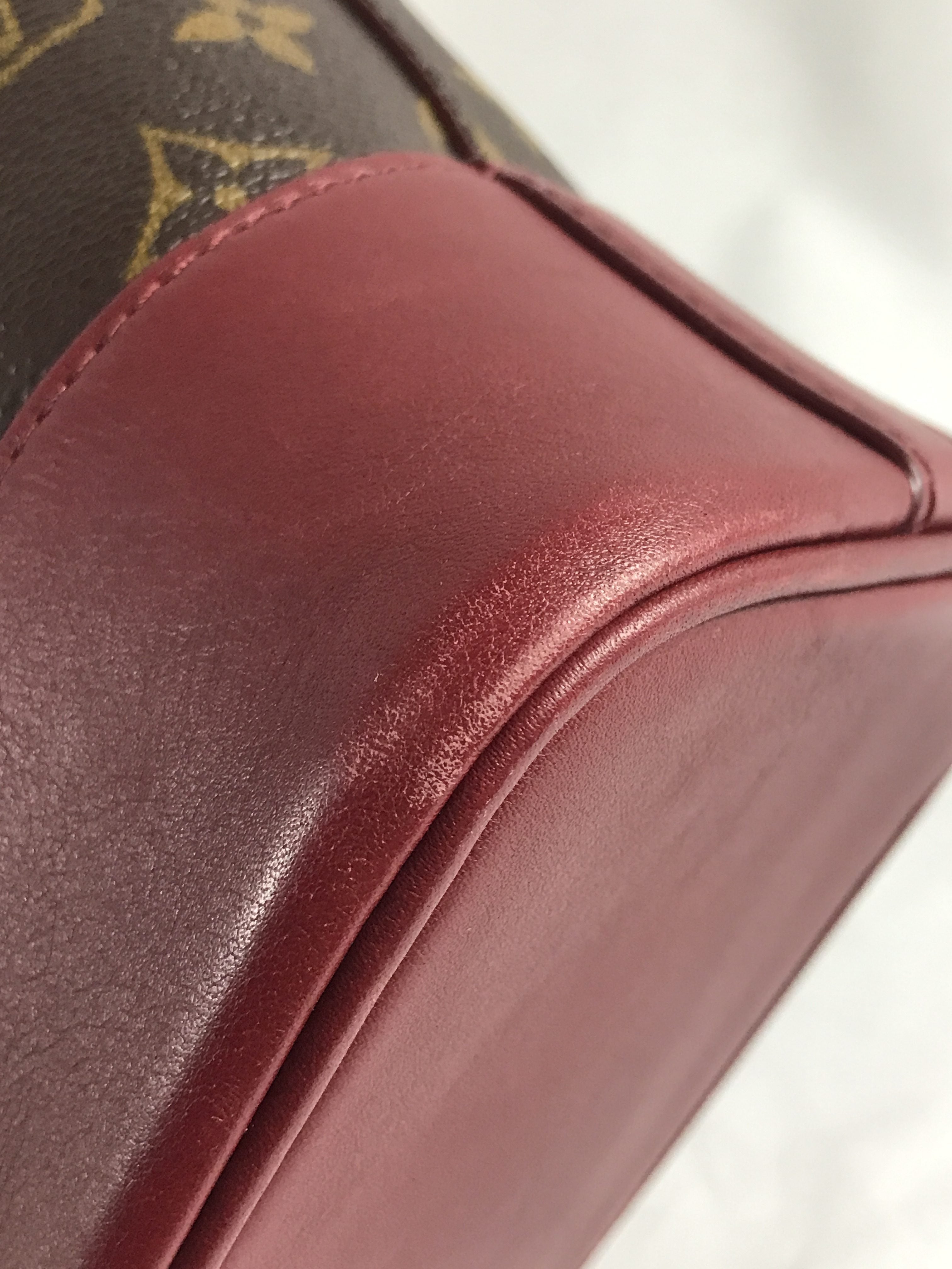 Monogram Coated Canvas/ Burgundy Leather Bucket Shoulder Bag w/ removable pouch w/RHW
