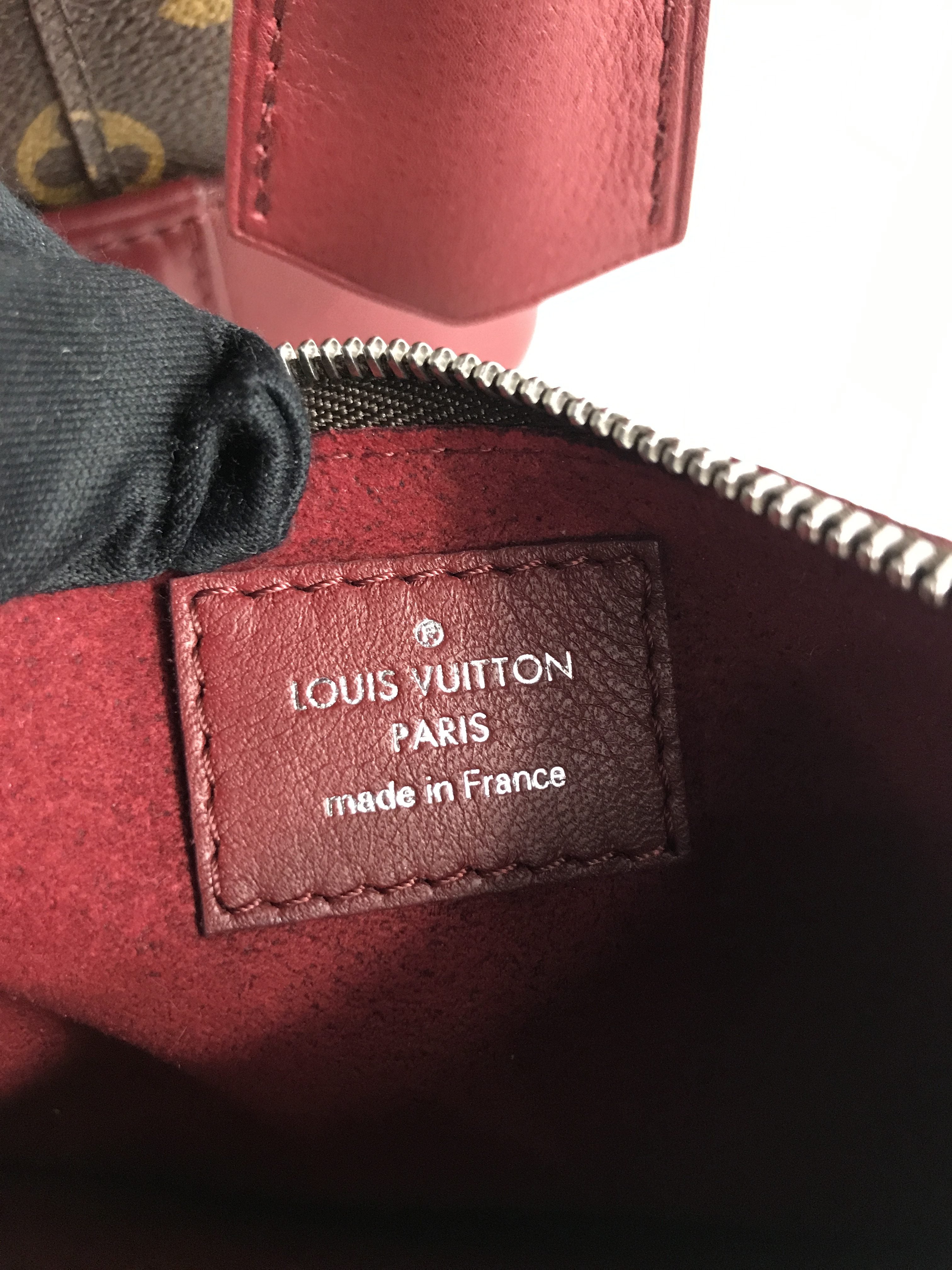 Monogram Coated Canvas/ Burgundy Leather Bucket Shoulder Bag w/ removable pouch w/RHW