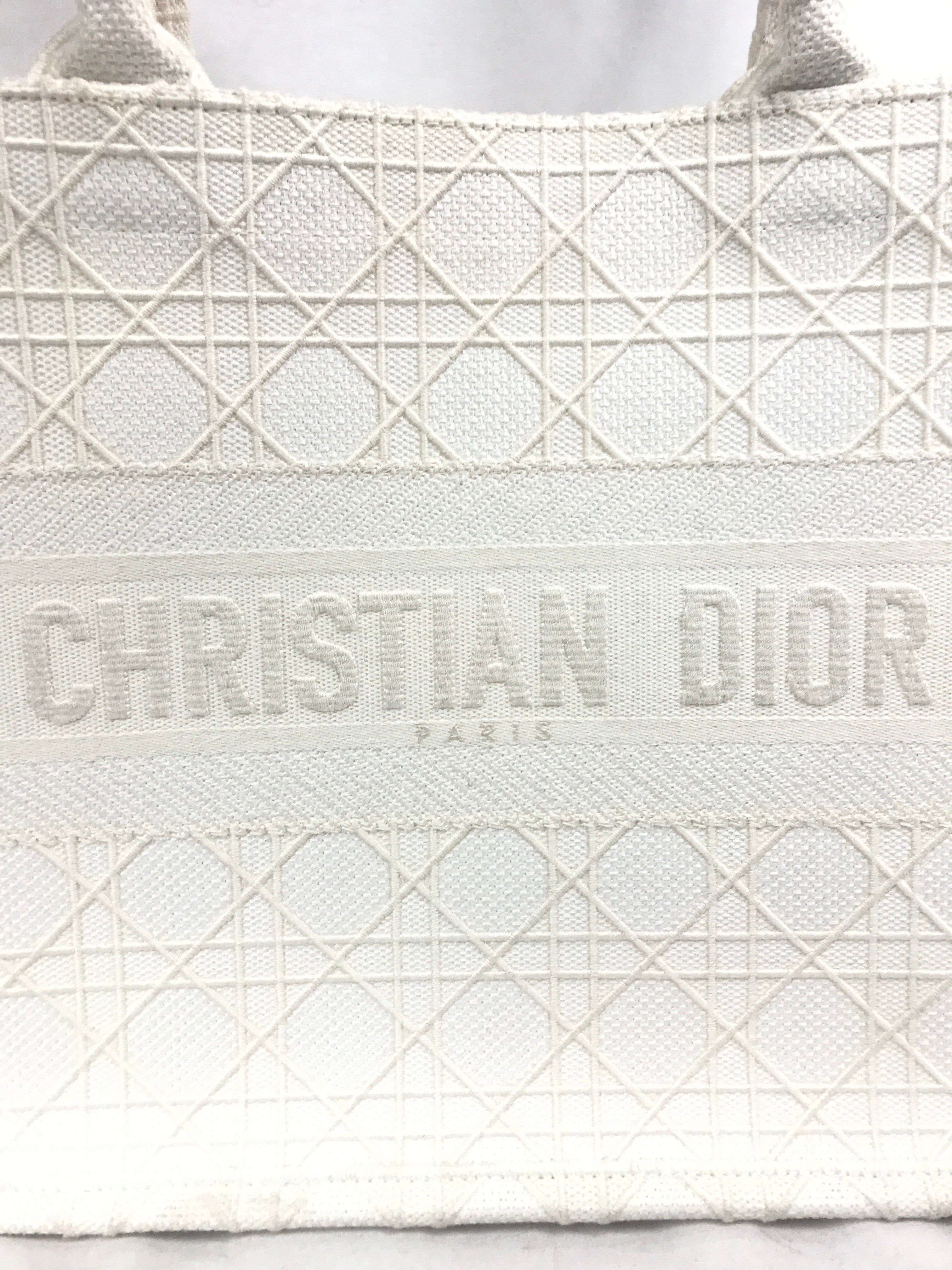 White Oblique Canvas Medium Dior Book Tote