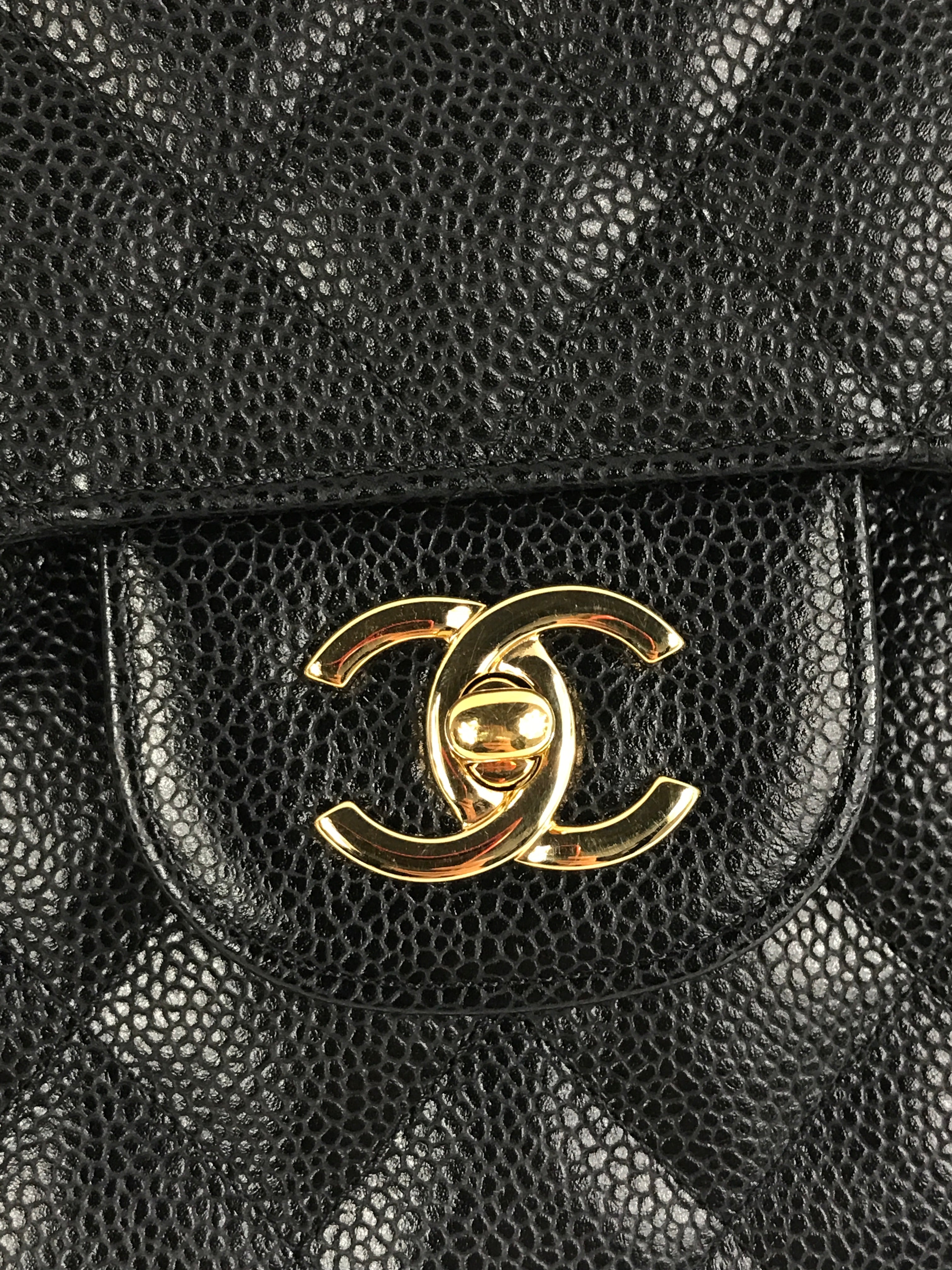 Black Caviar Double Flap Jumbo W/GHW