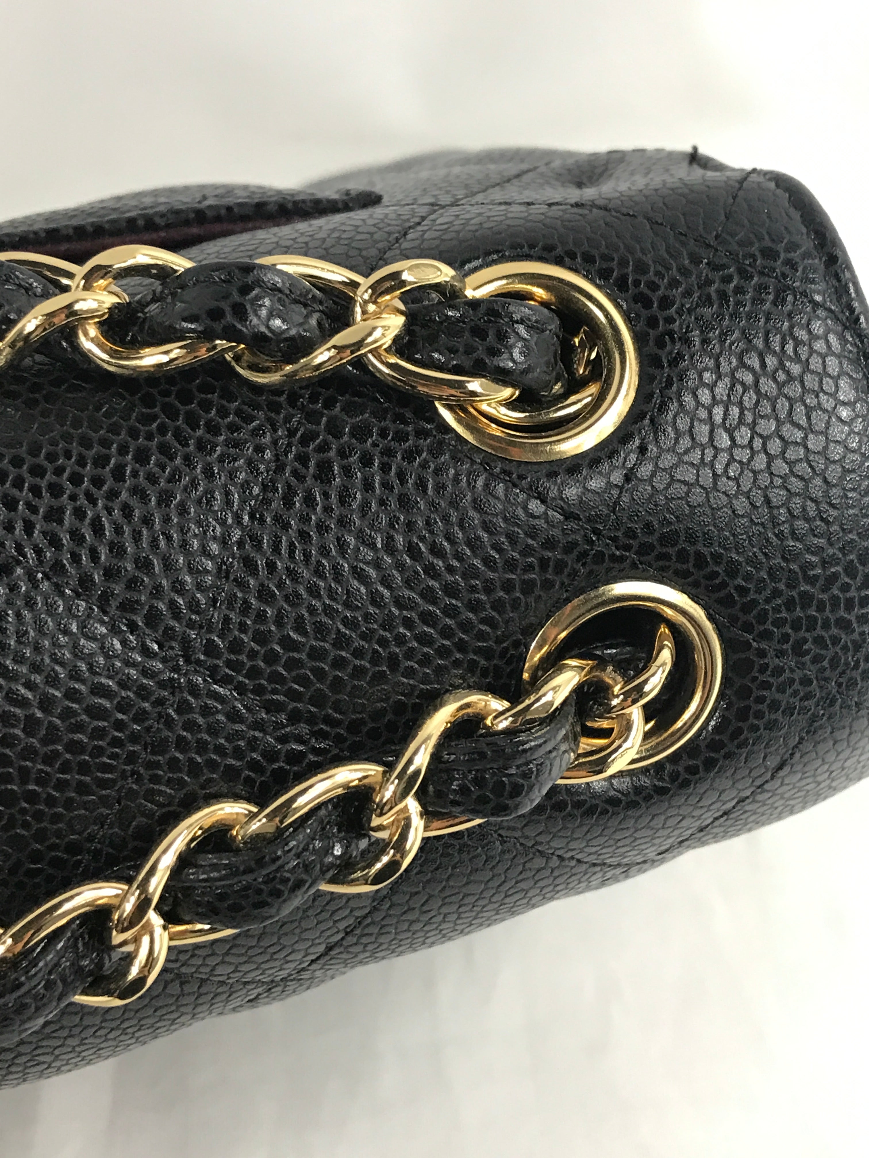 Black Caviar Double Flap Jumbo W/GHW