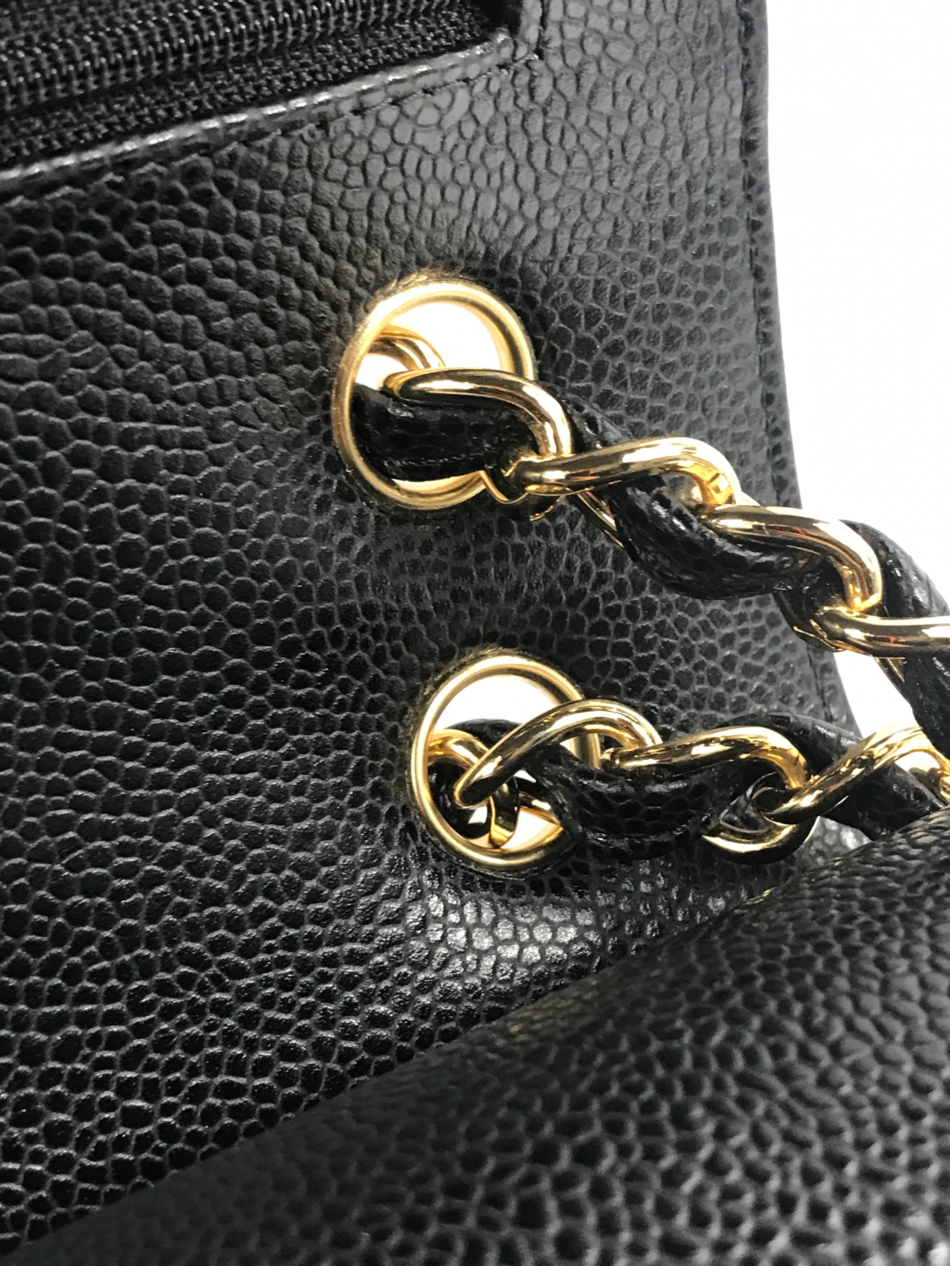 Black Caviar Double Flap Jumbo W/GHW