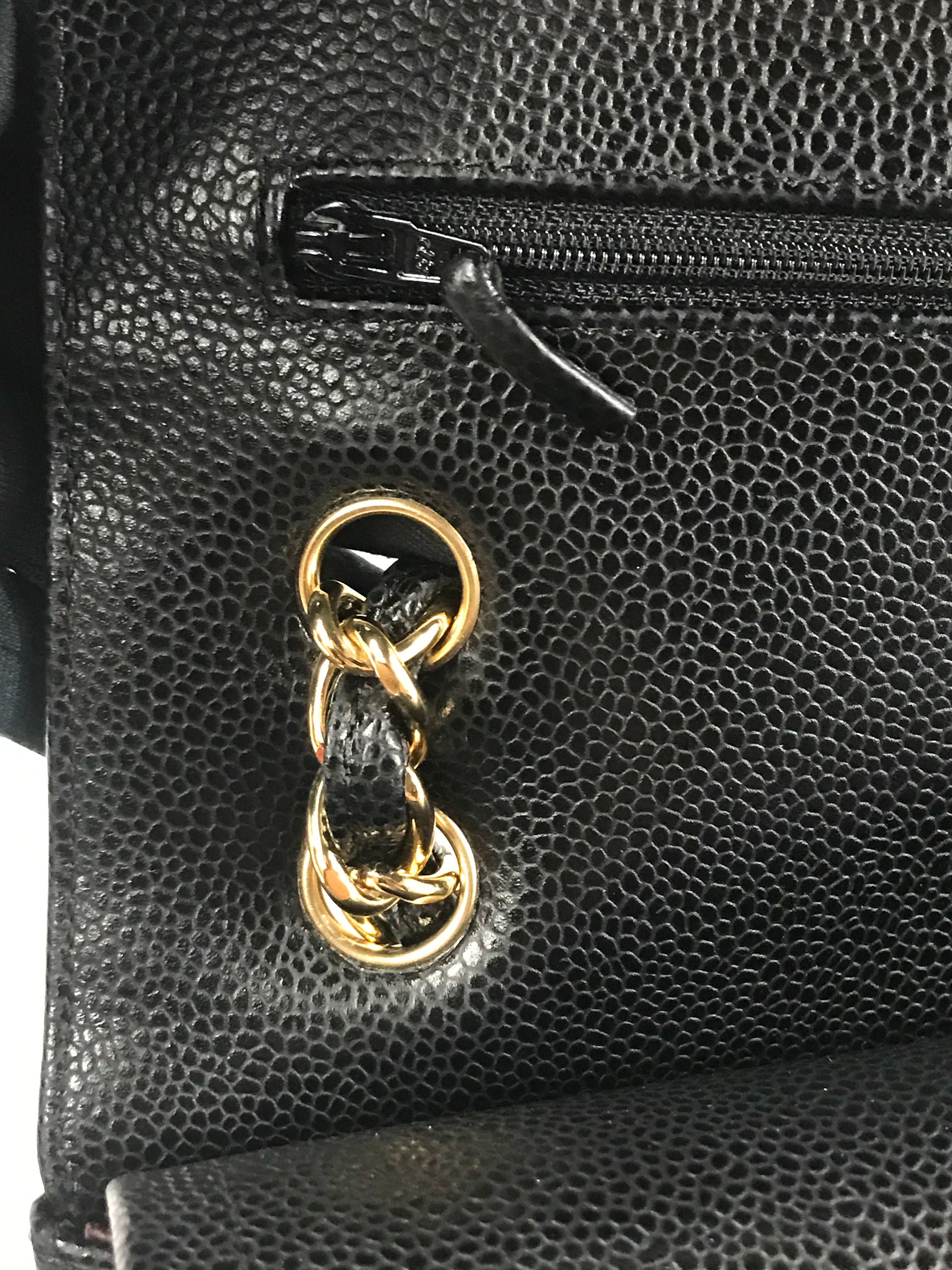Black Caviar Double Flap Jumbo W/GHW