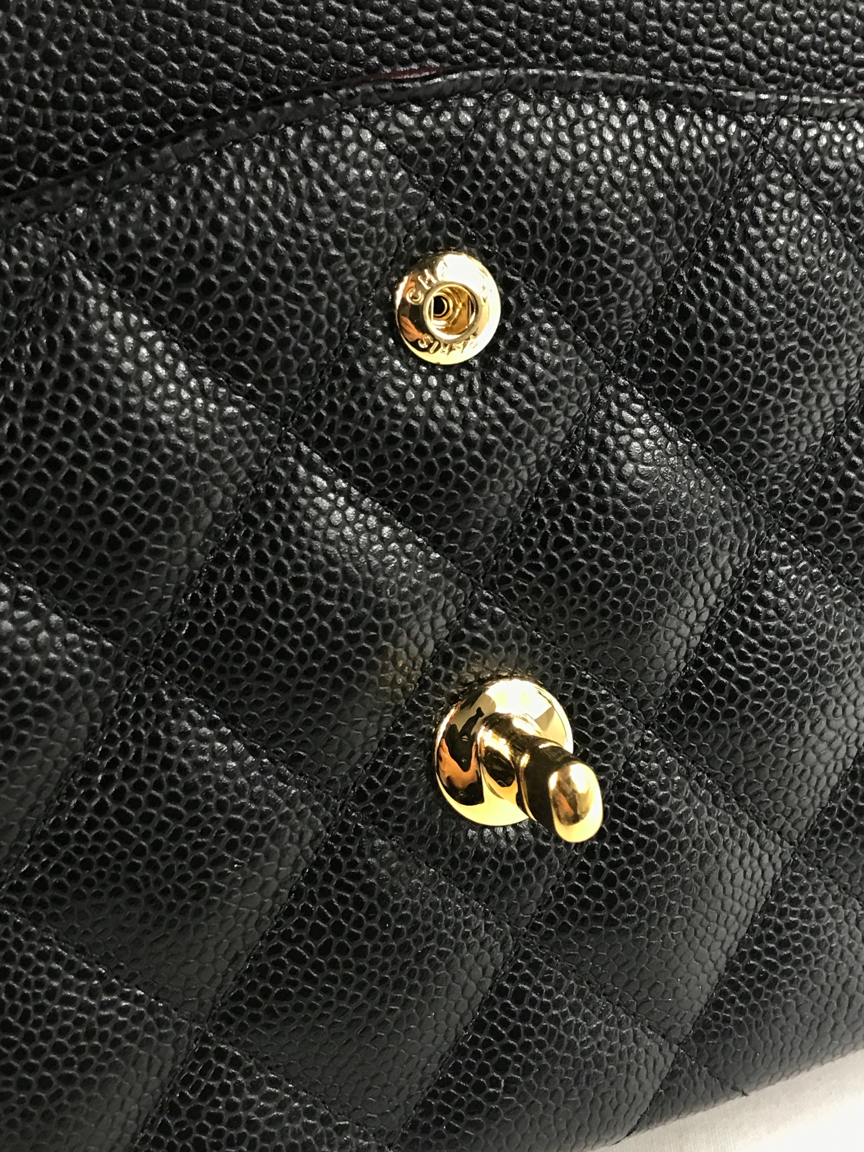 Black Caviar Double Flap Jumbo W/GHW