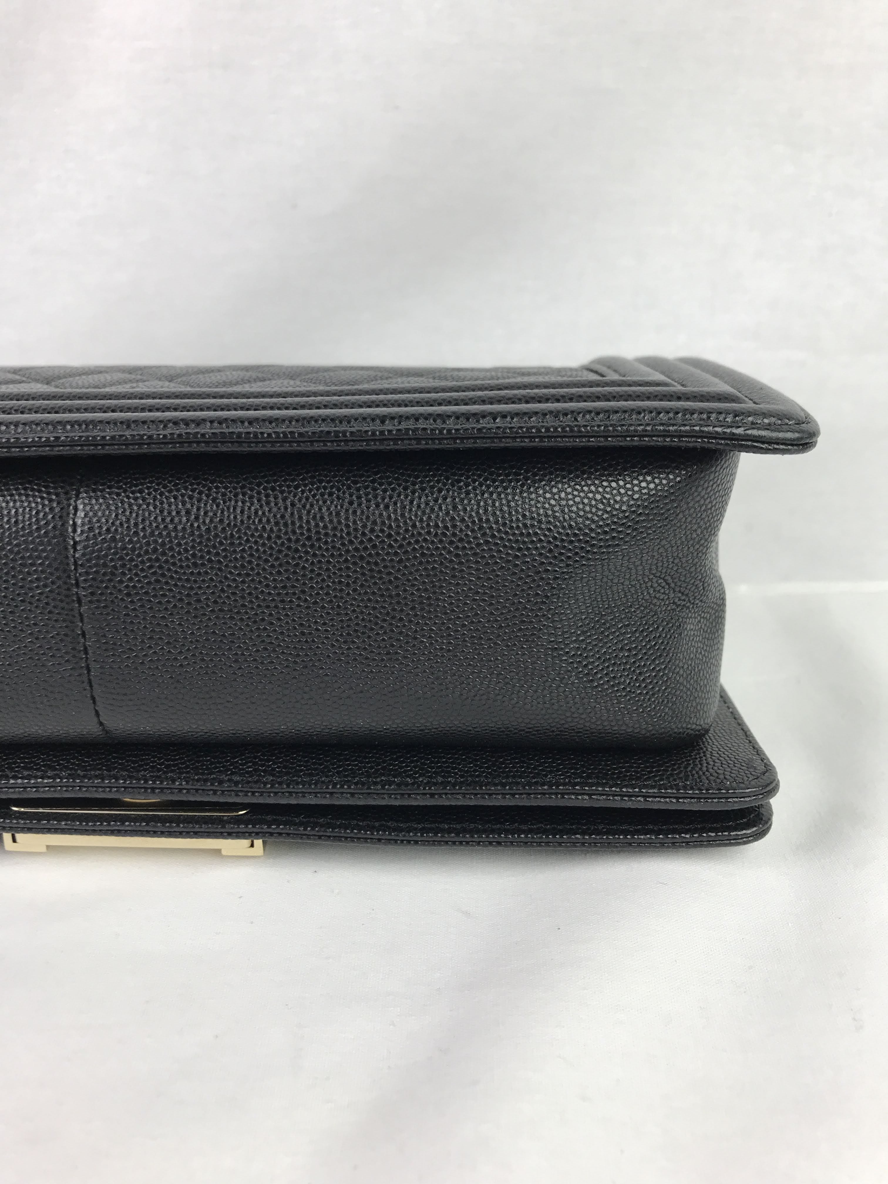 Black Caviar Medium Boy Bag w/Shiny LGHW