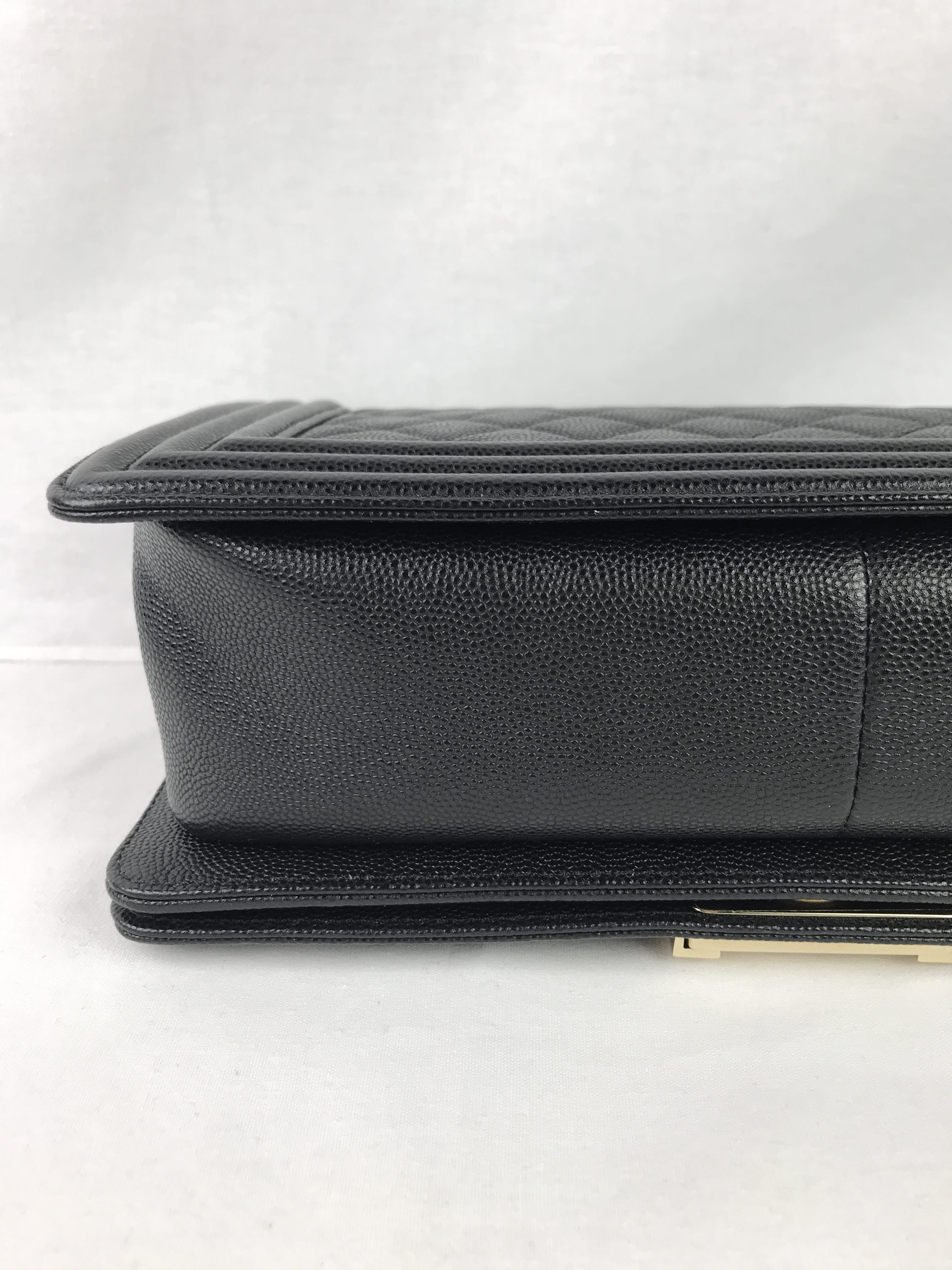 Black Caviar Medium Boy Bag w/Shiny LGHW