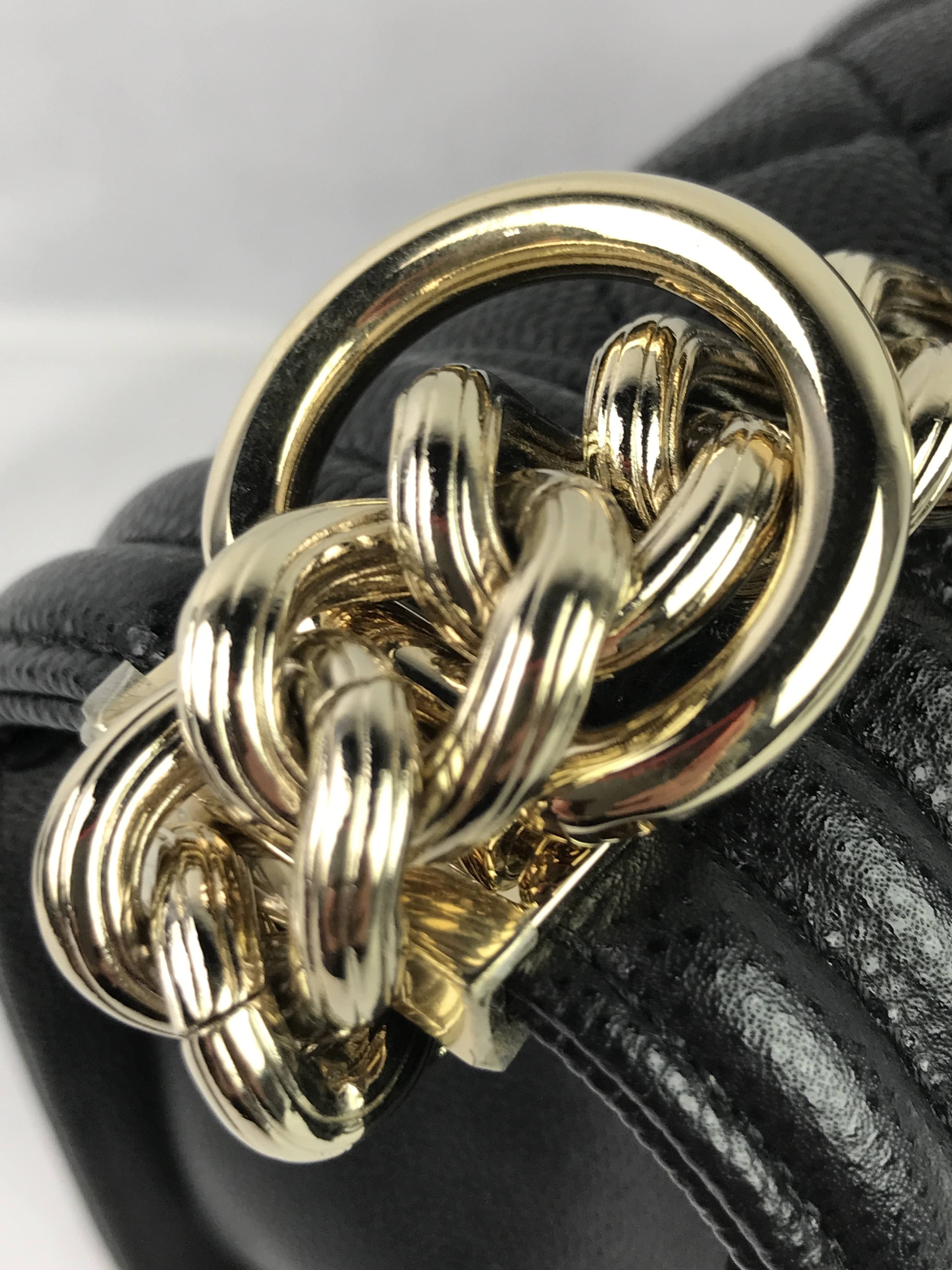 Black Caviar Medium Boy Bag w/Shiny LGHW