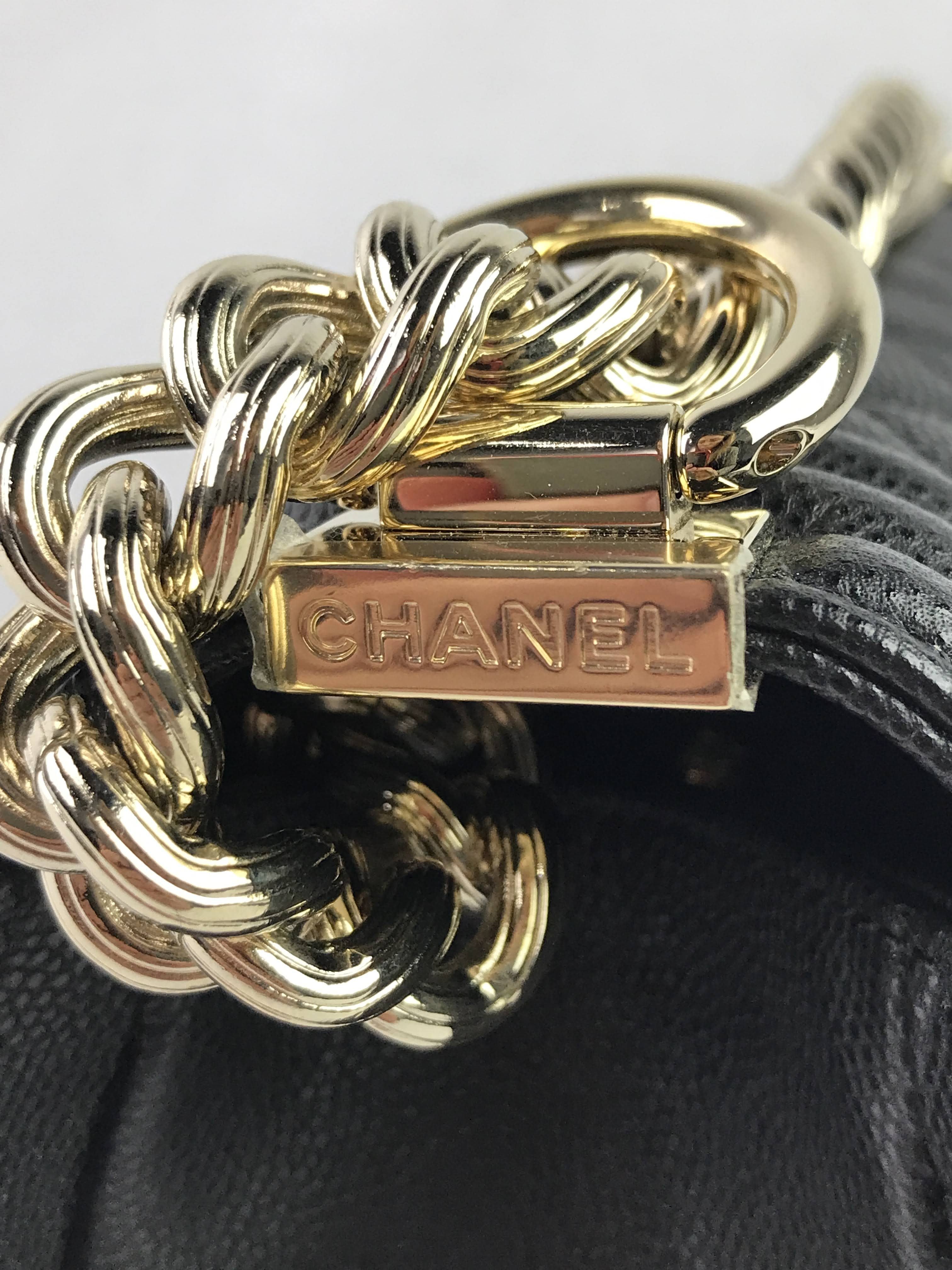 Black Caviar Medium Boy Bag w/Shiny LGHW