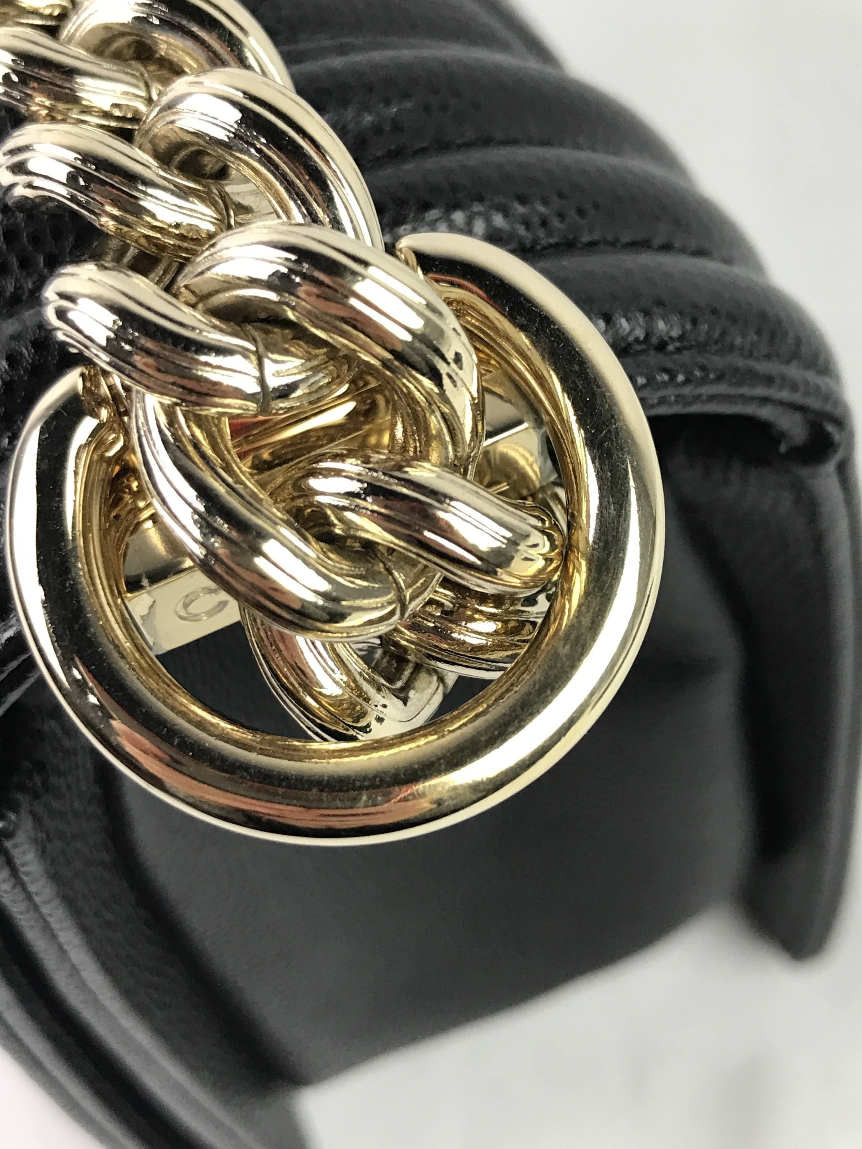 Black Caviar Medium Boy Bag w/Shiny LGHW