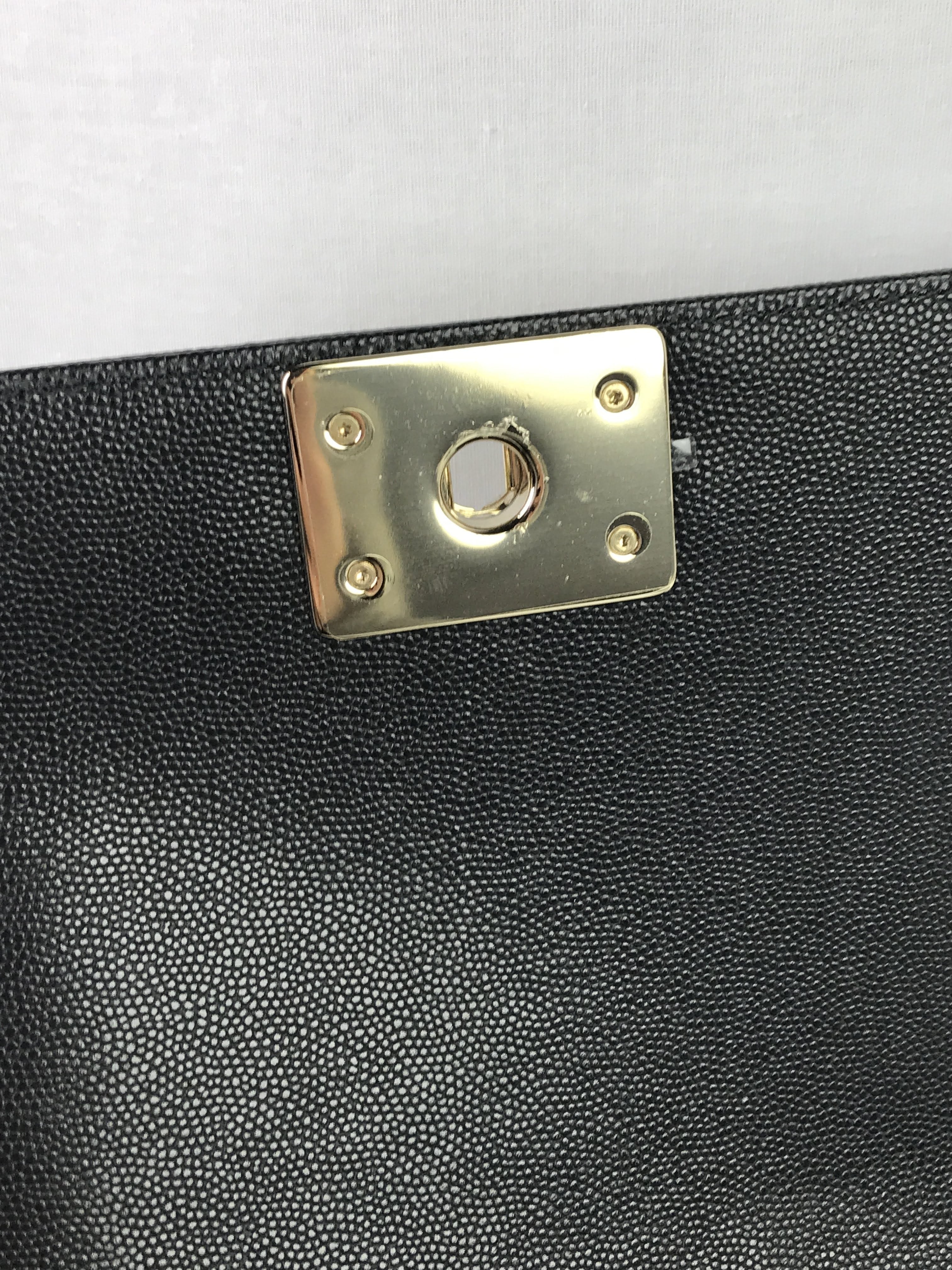 Black Caviar Medium Boy Bag w/Shiny LGHW