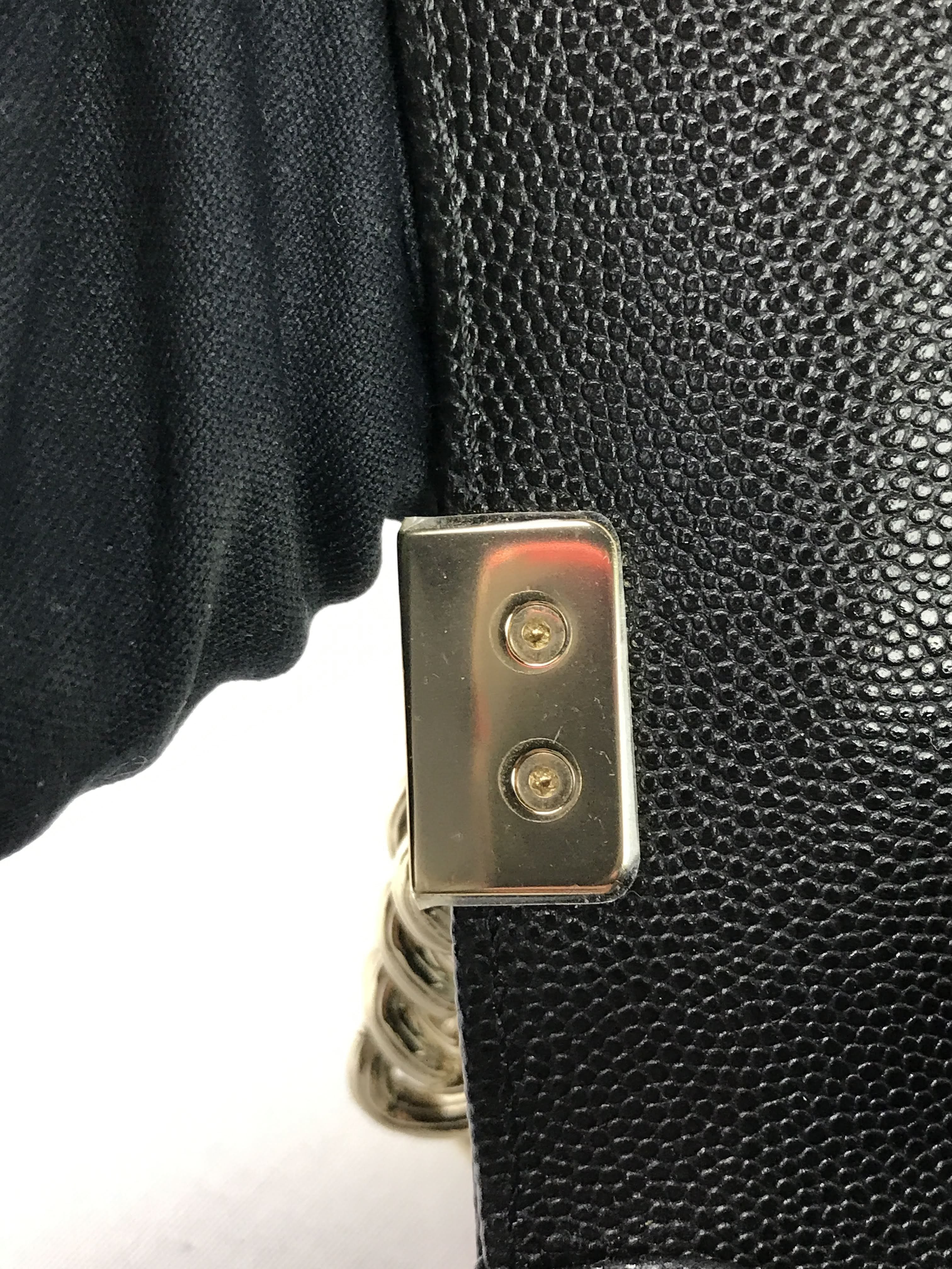 Black Caviar Medium Boy Bag w/Shiny LGHW