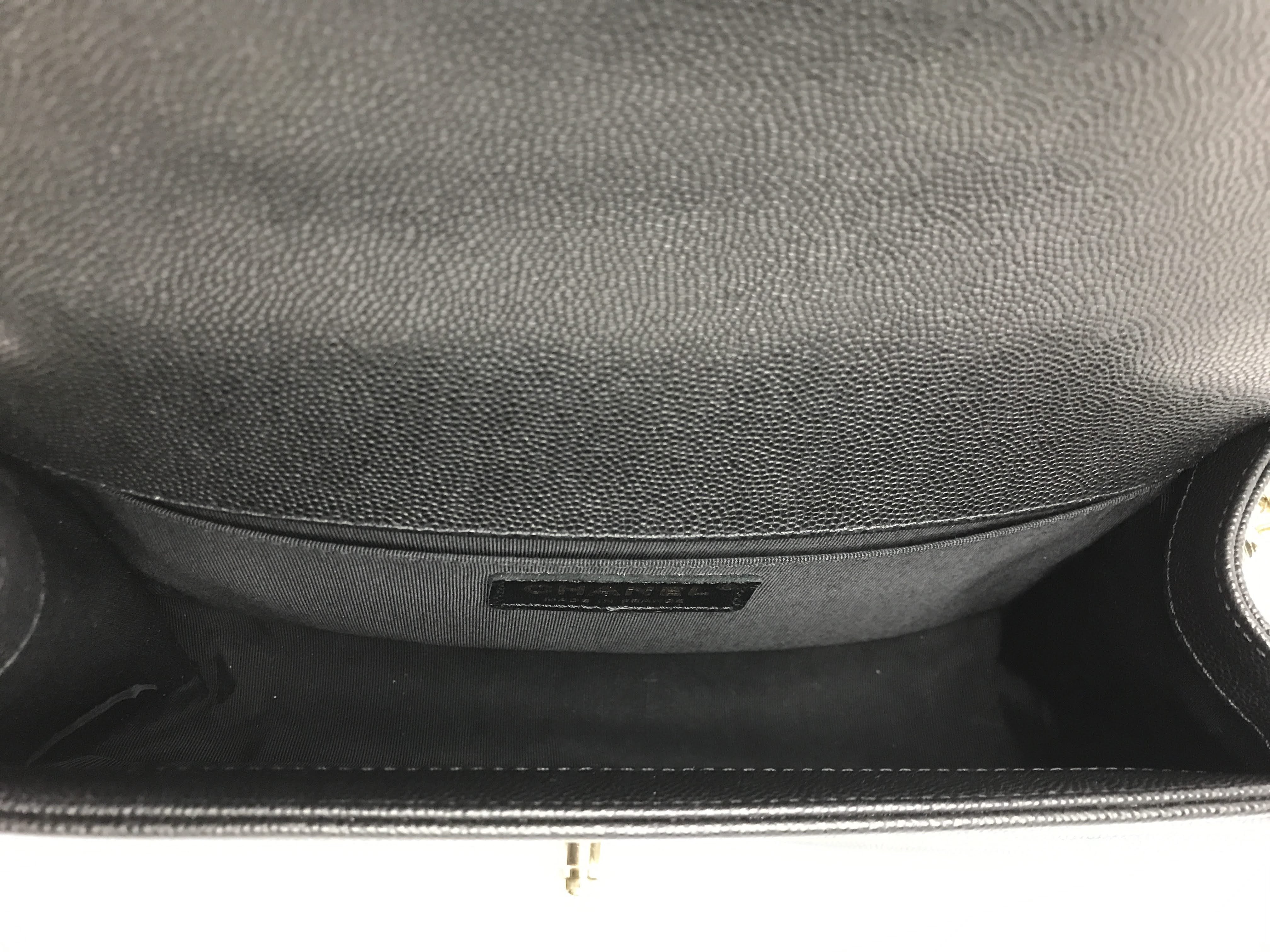 Black Caviar Medium Boy Bag w/Shiny LGHW