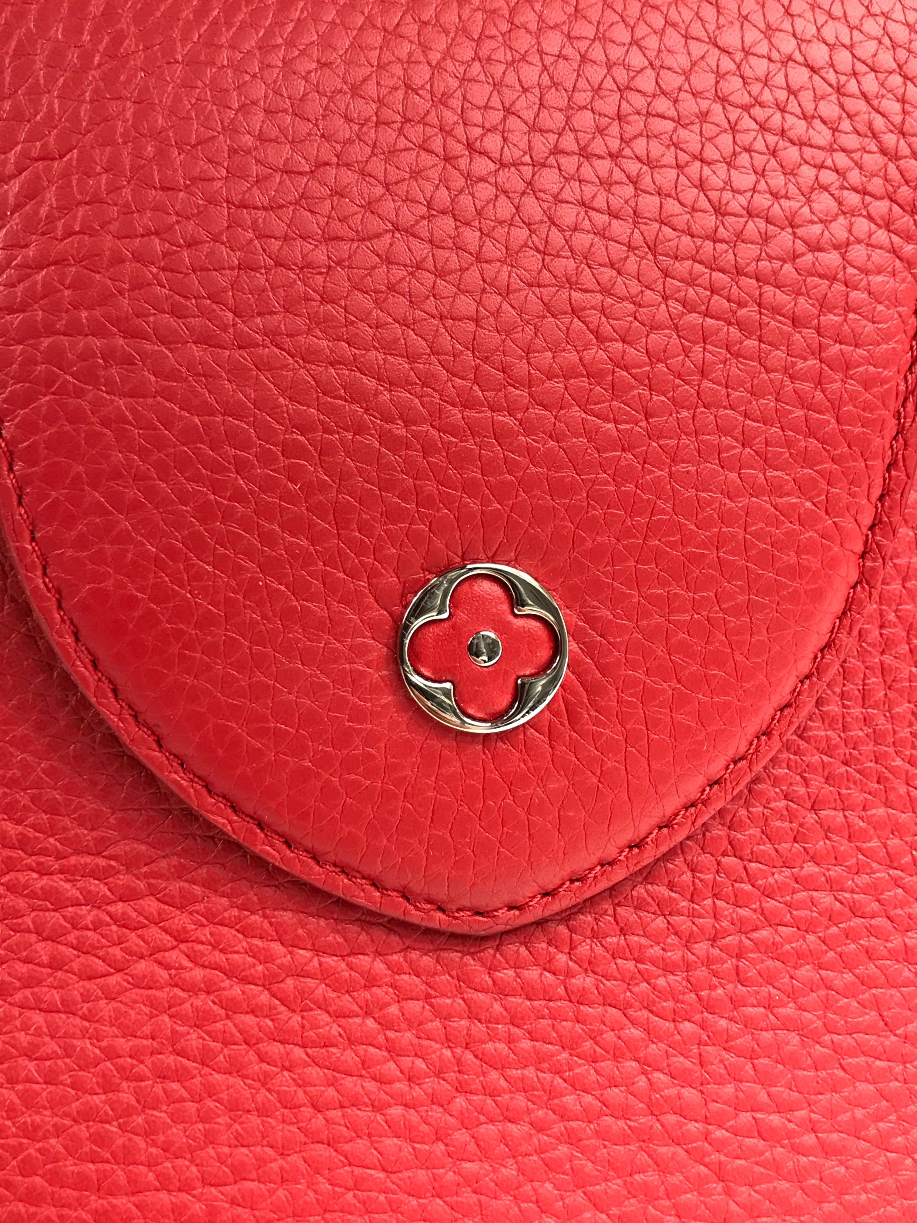Red Grained Leather Capucines MM W/Python Handle