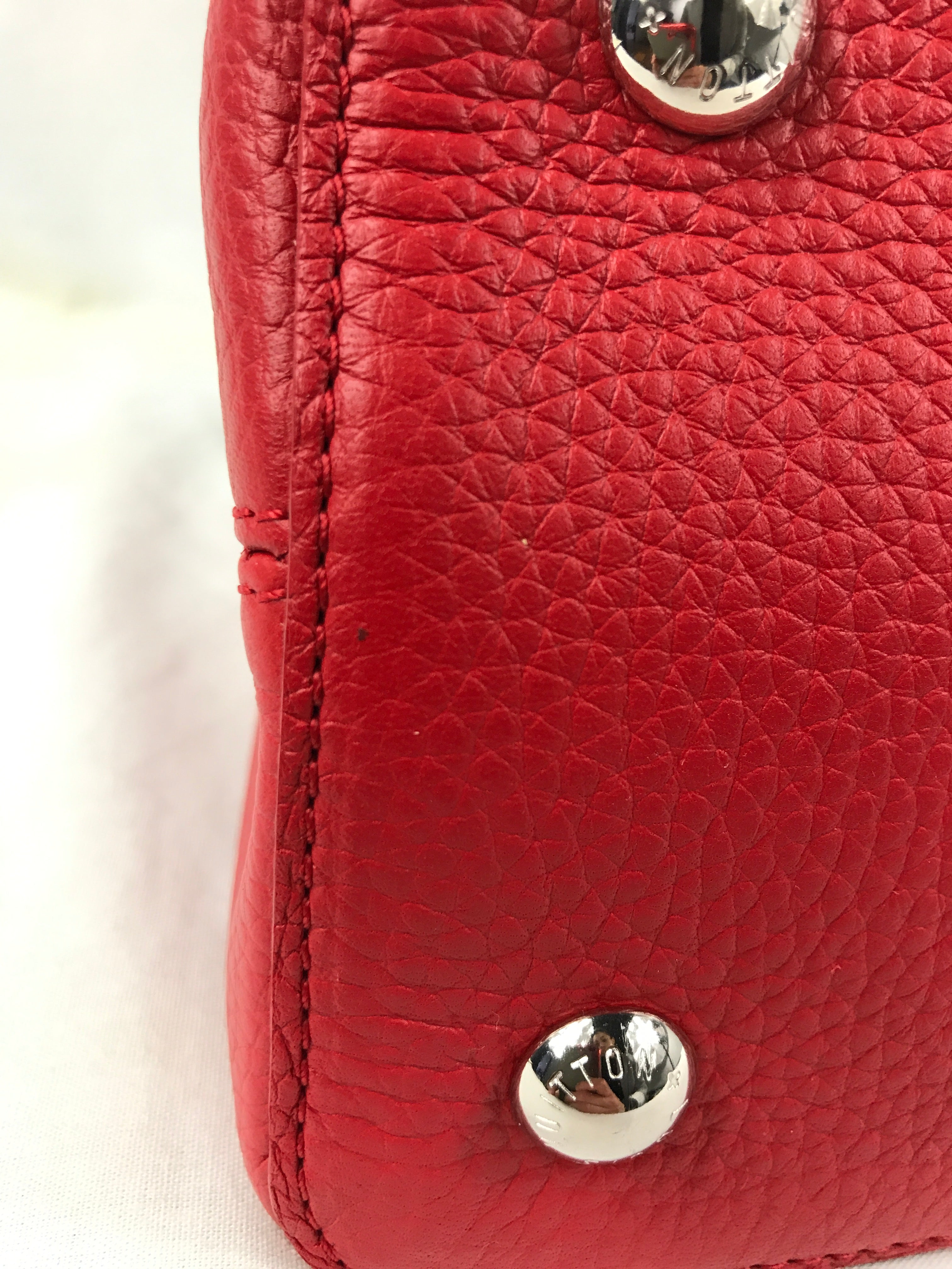 Red Grained Leather Capucines MM W/Python Handle