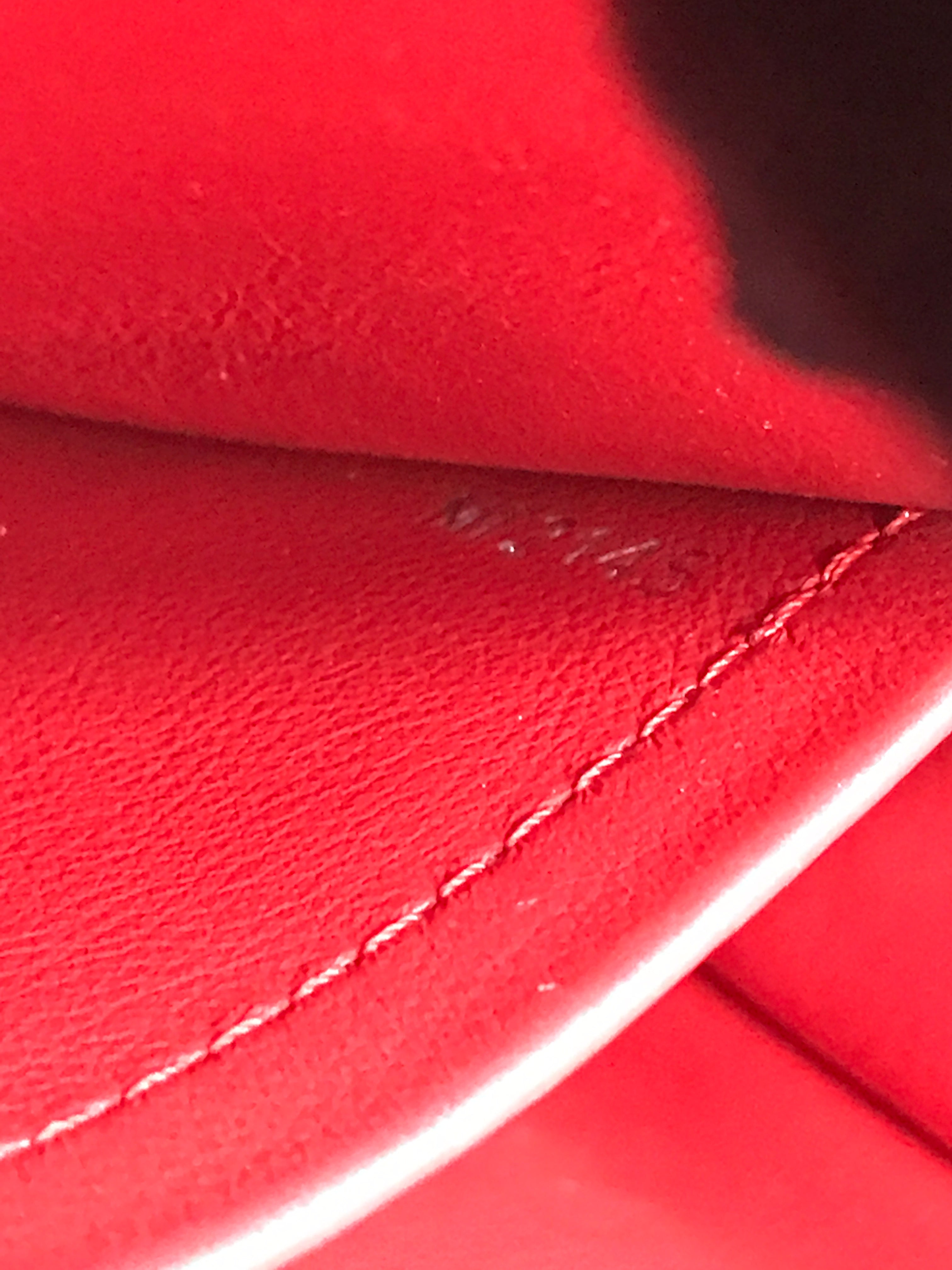 Red Grained Leather Capucines MM W/Python Handle