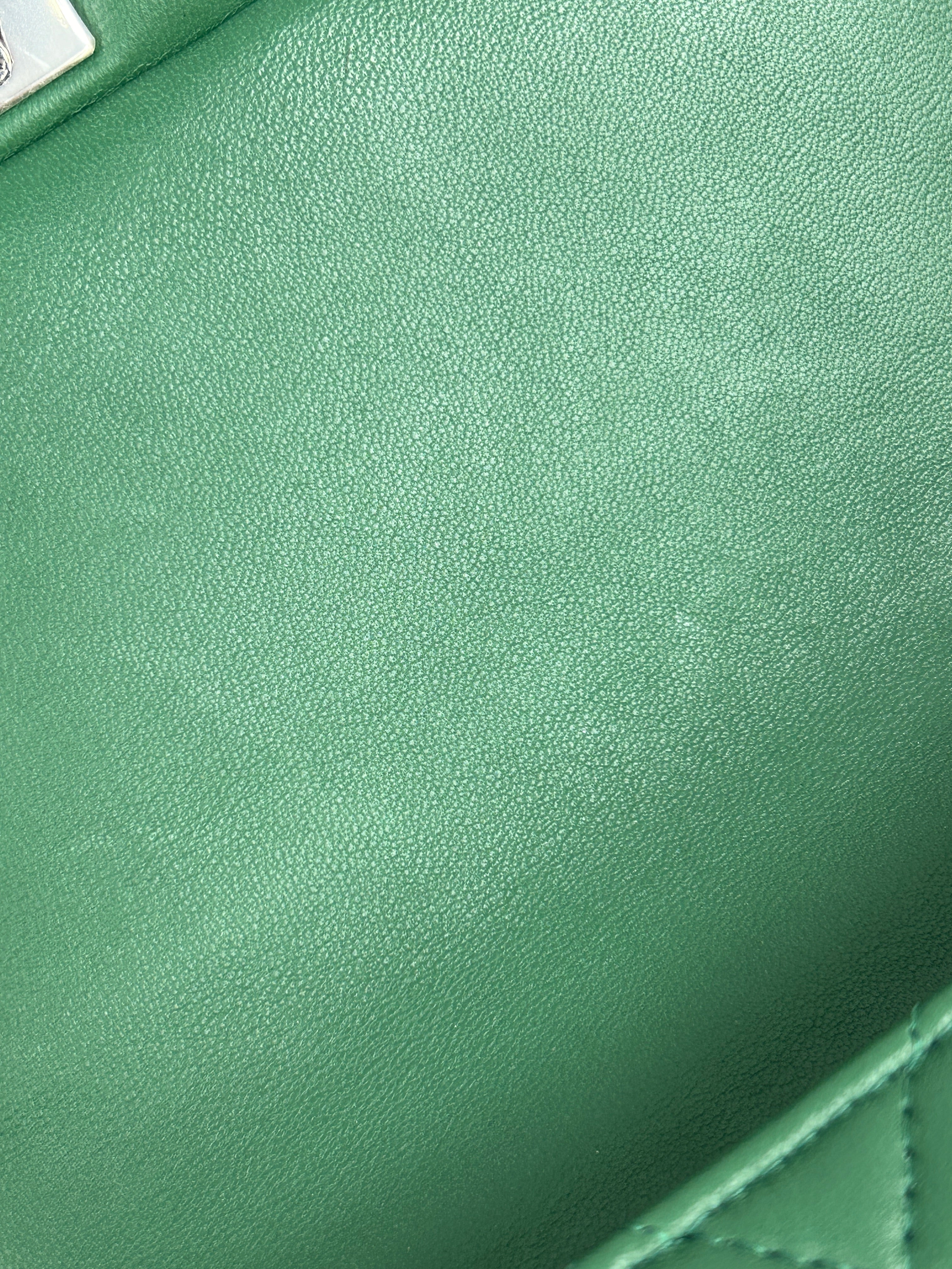 Green Quilted Lambskin Mini Rectangle Classic Flap w/SHW