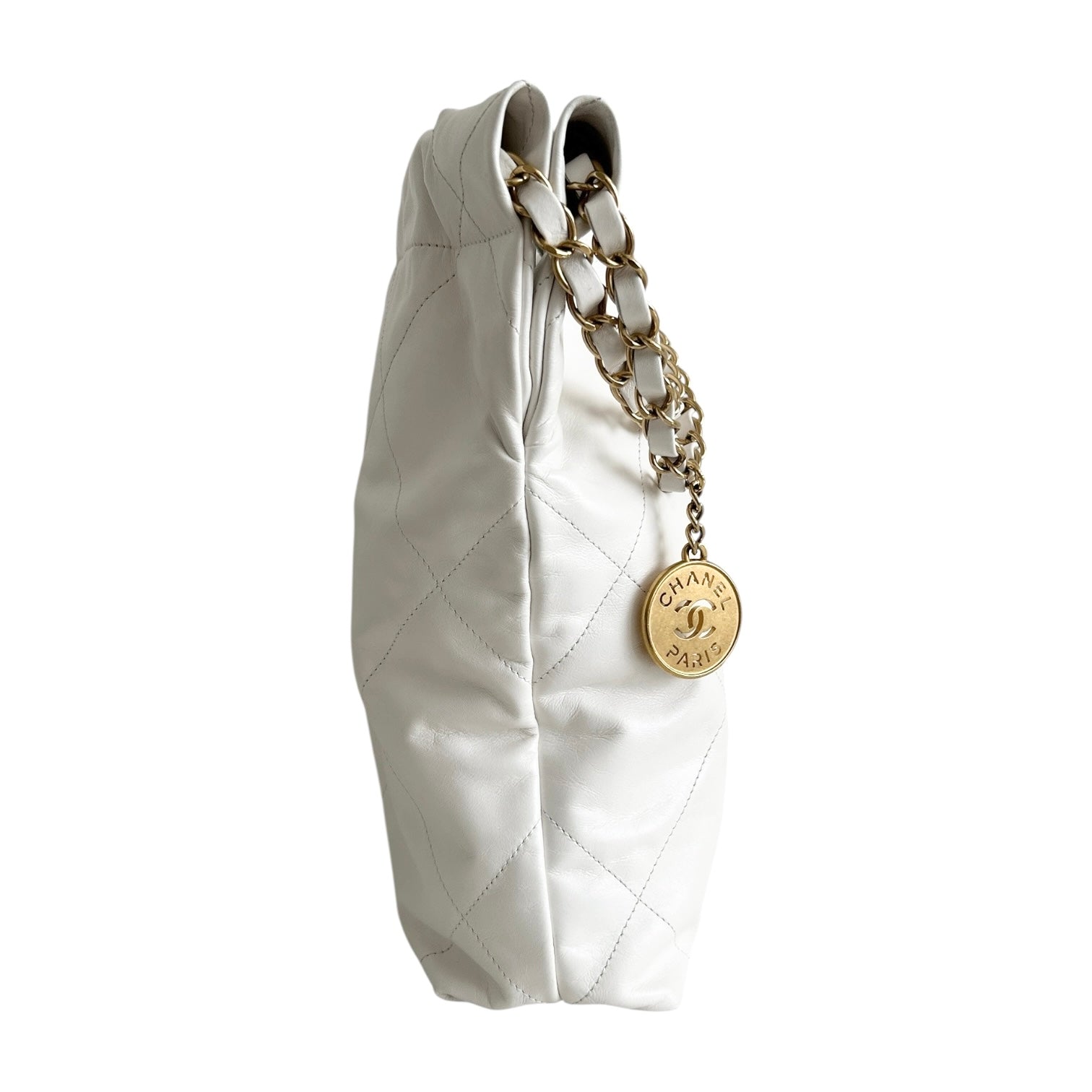22 White Calfskin Medium Hobo Bag w/AGHW - Haute Classics