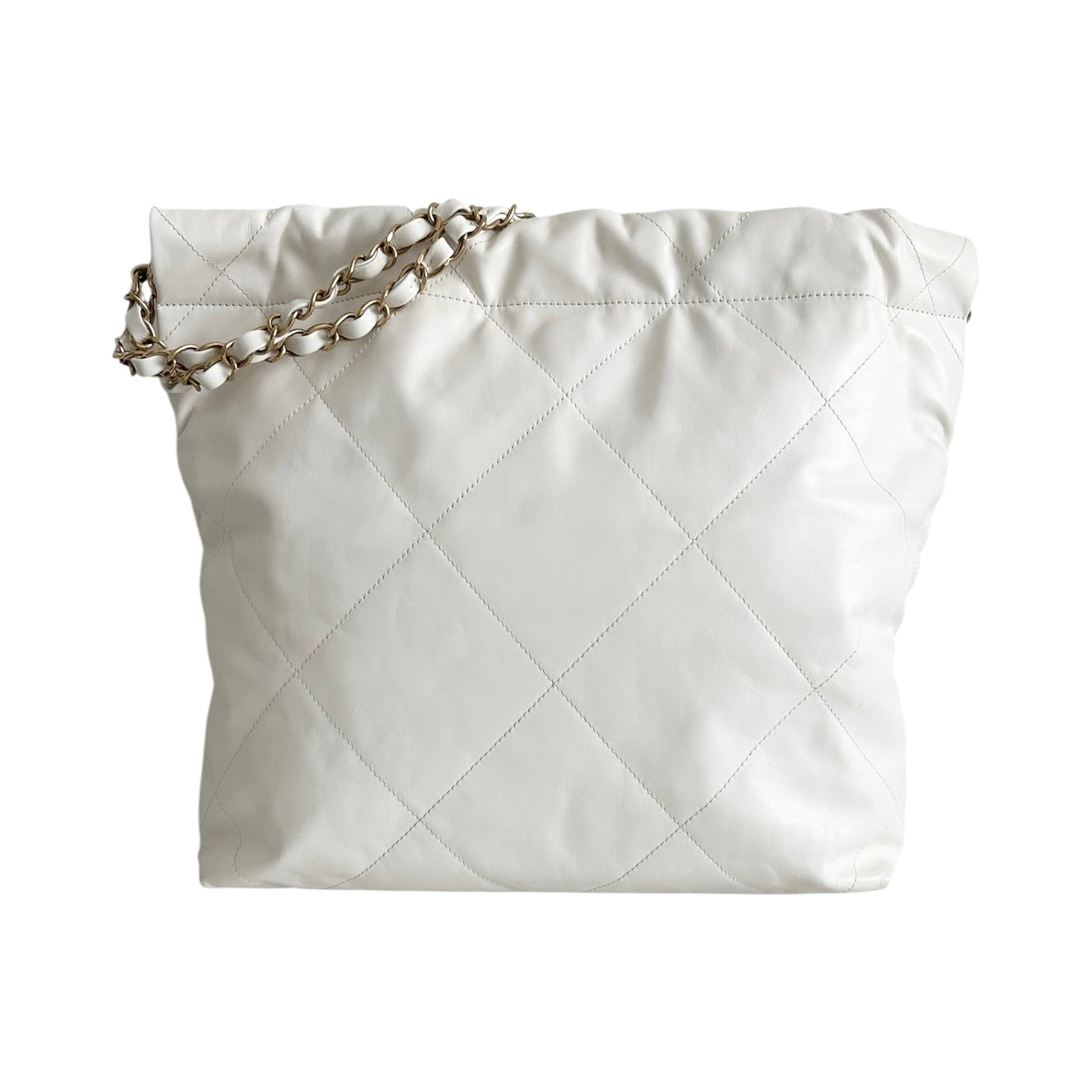 22 White Calfskin Medium Hobo Bag w/AGHW - Haute Classics