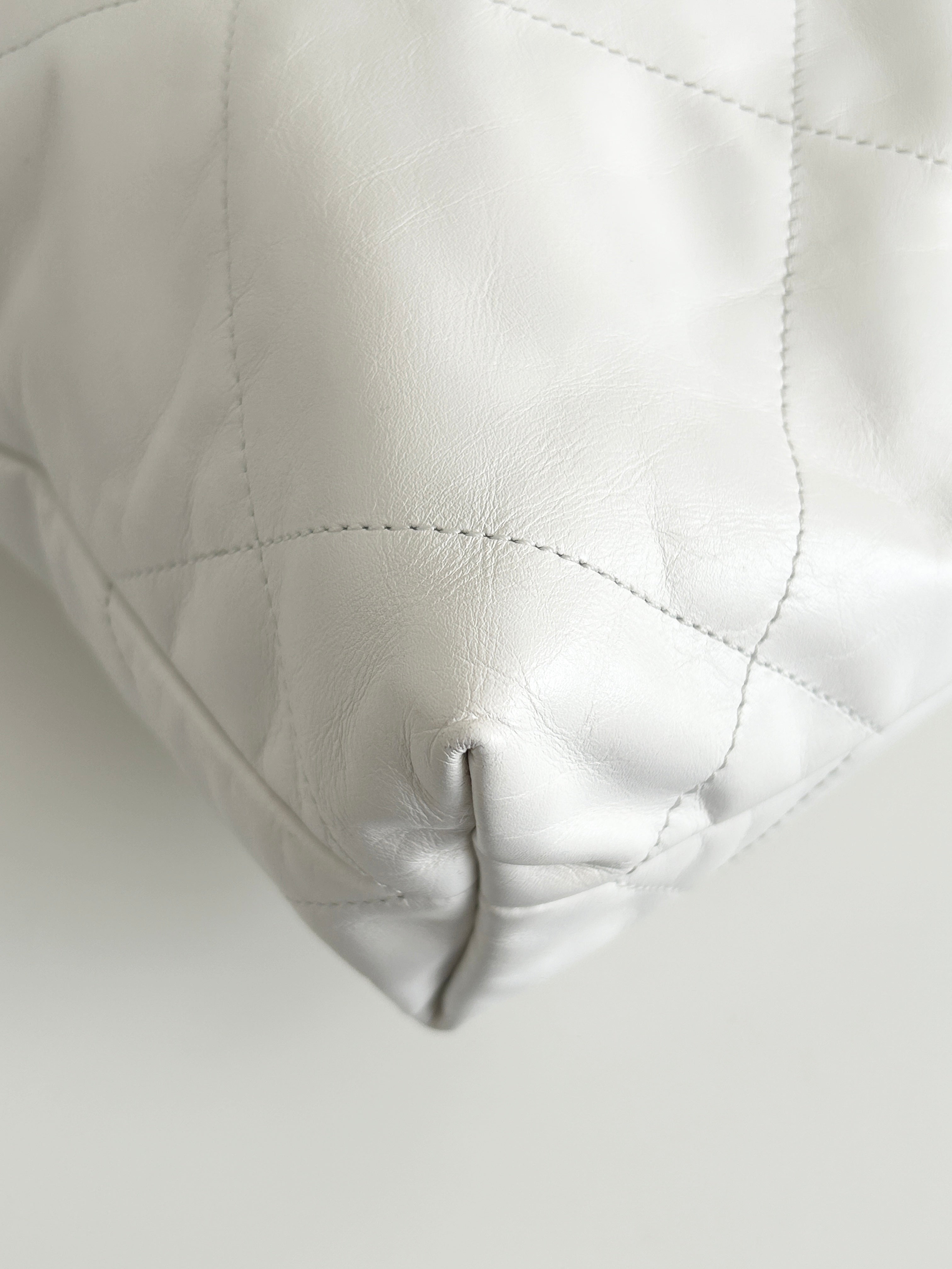 22 White Calfskin Medium Hobo Bag w/AGHW - Haute Classics