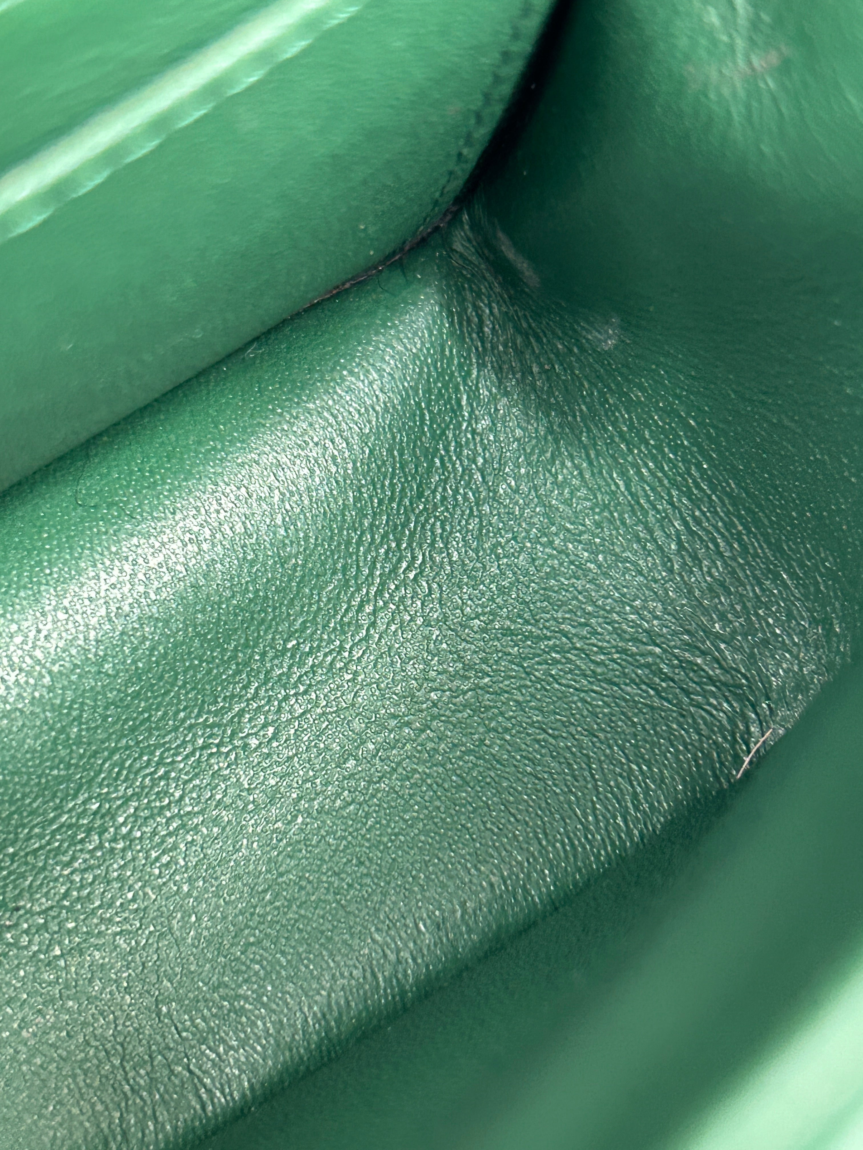 Green Quilted Lambskin Mini Rectangle Classic Flap w/SHW