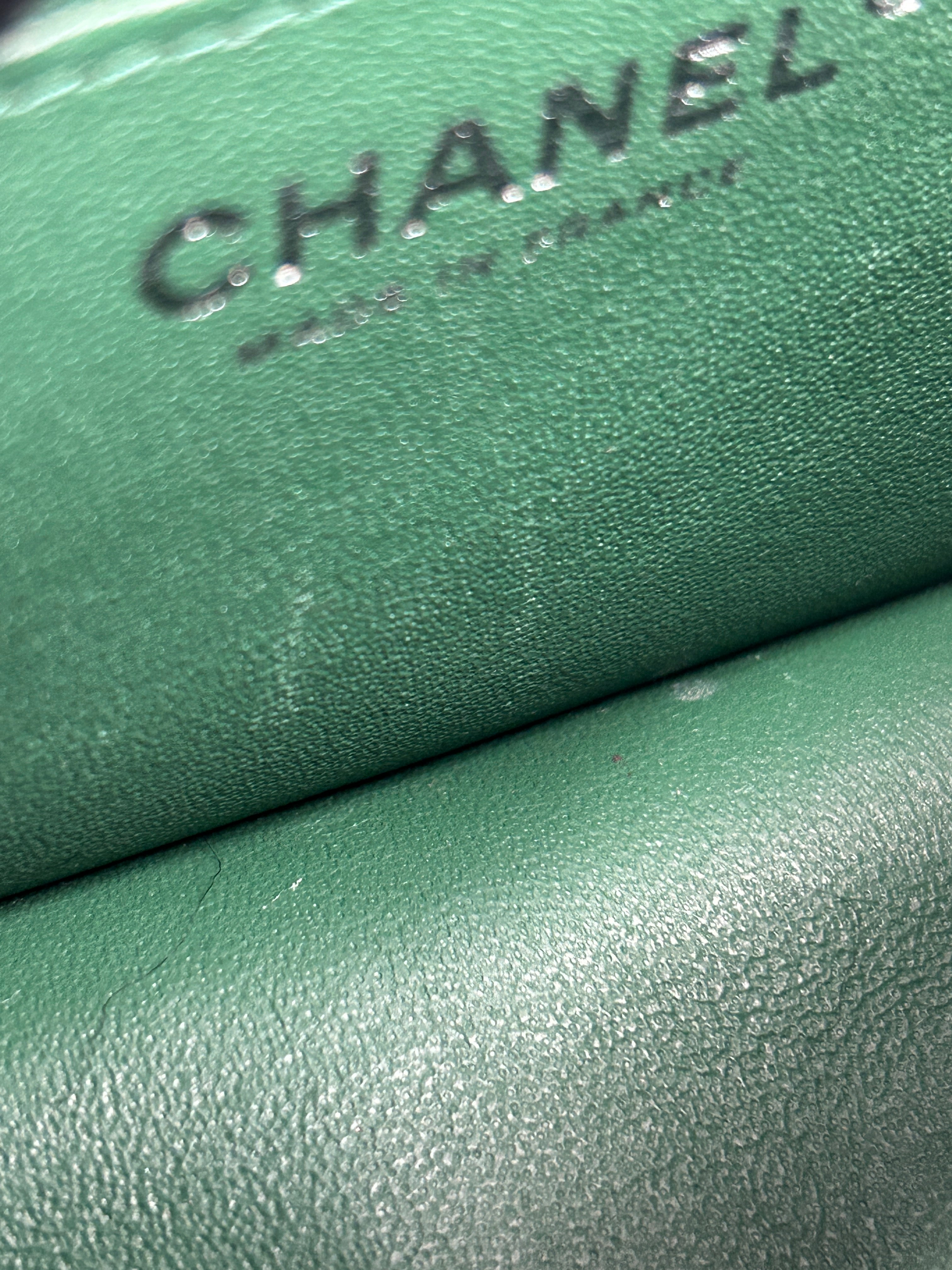 Green Quilted Lambskin Mini Rectangle Classic Flap w/SHW