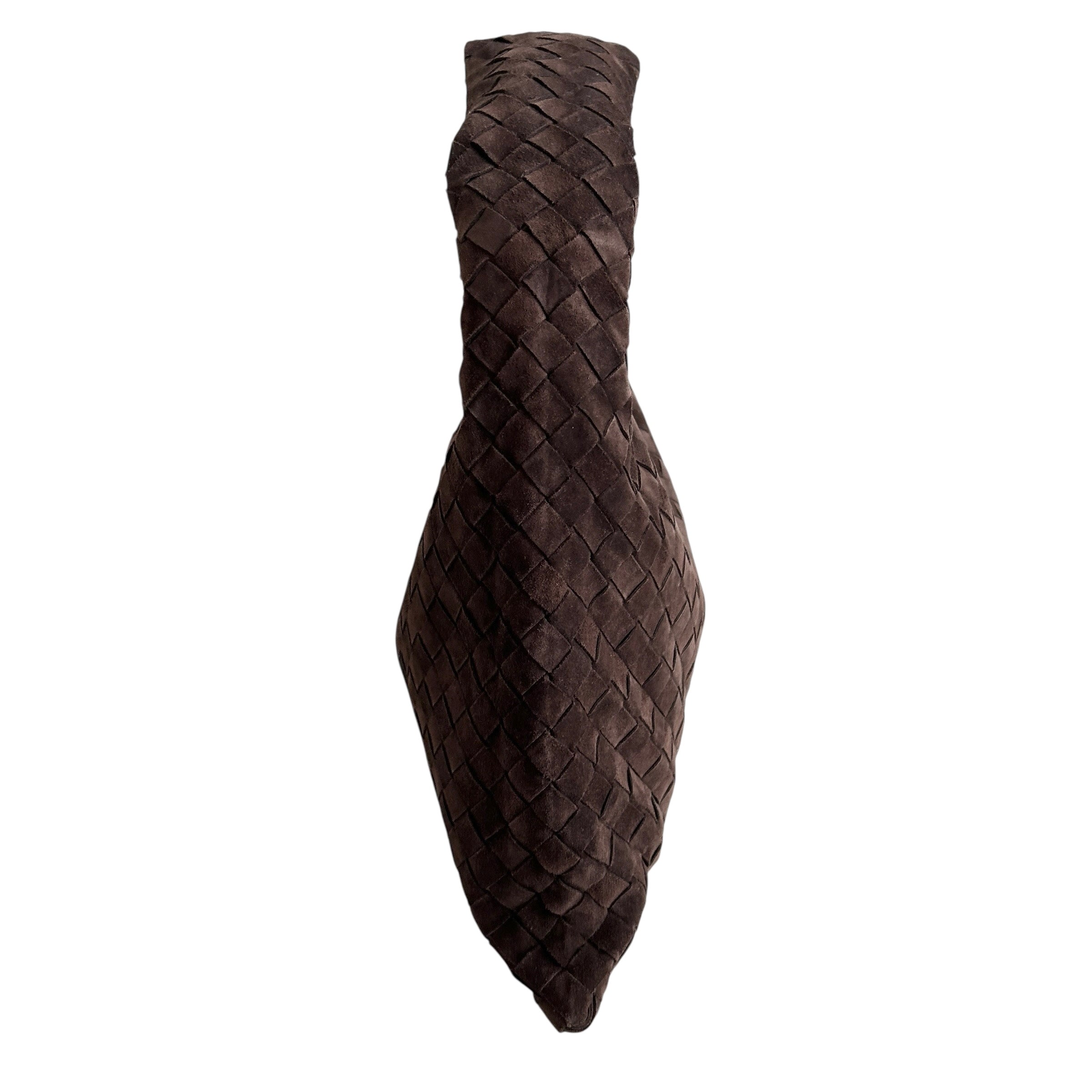 Hop Intrecciato Brown Large Suede Shoulder Bag w/GHW - Haute Classics