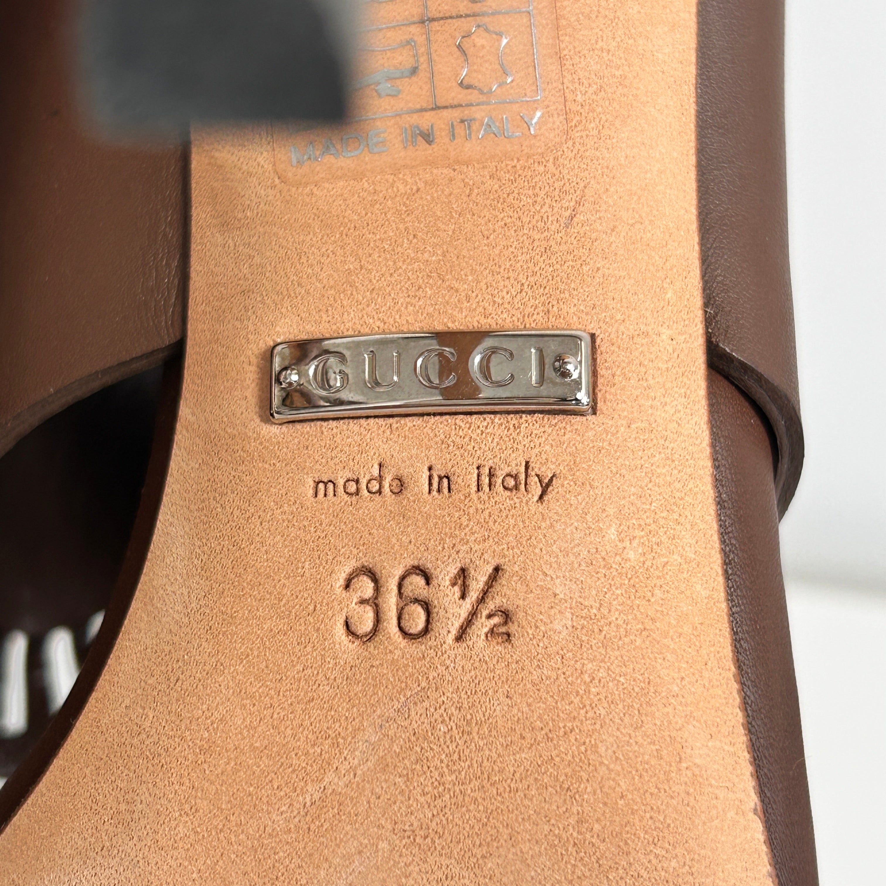 Brown Leather Cutout Accent Pumps