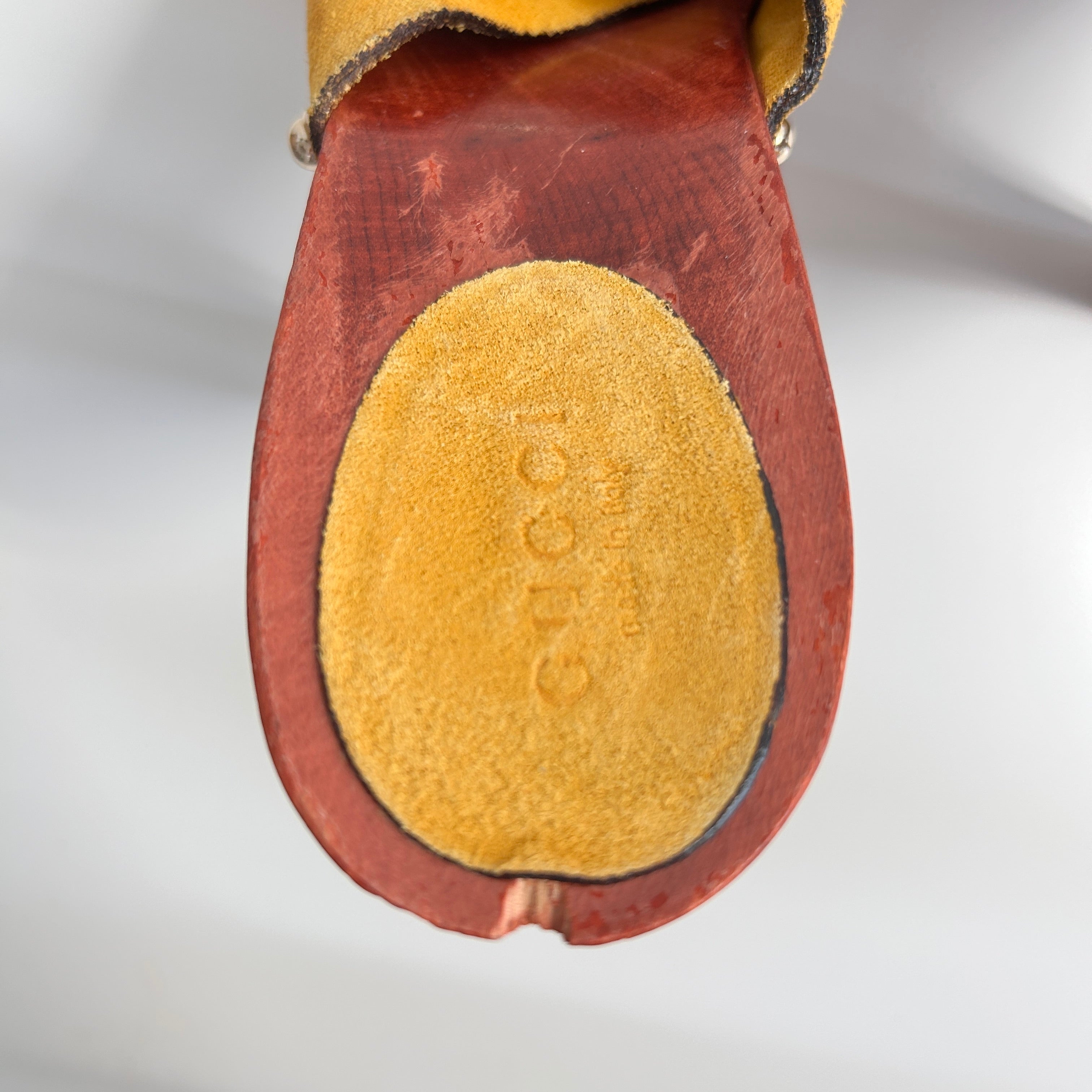 Camel Suede Horsebit Accent Clogs