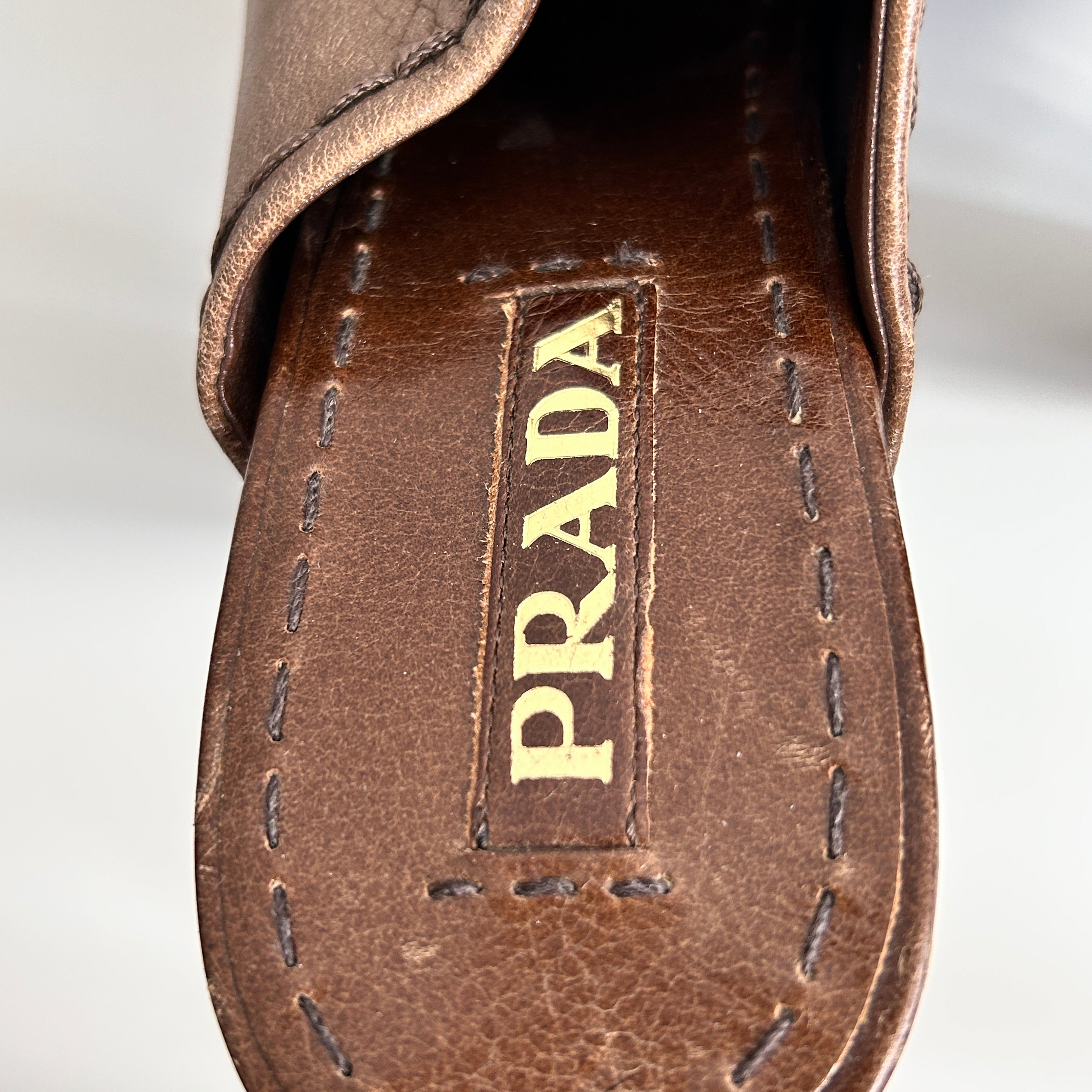 Brown Leather Studded Accents Mules