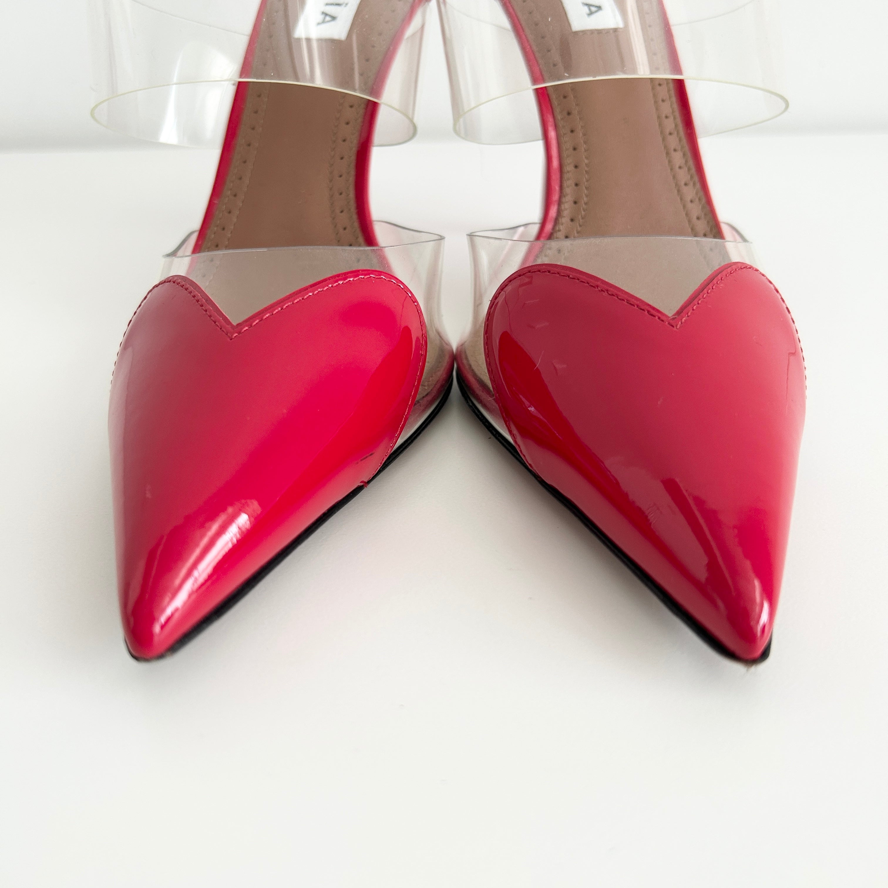 Red Coeur Patent Leather & PU Mules - Haute Classics