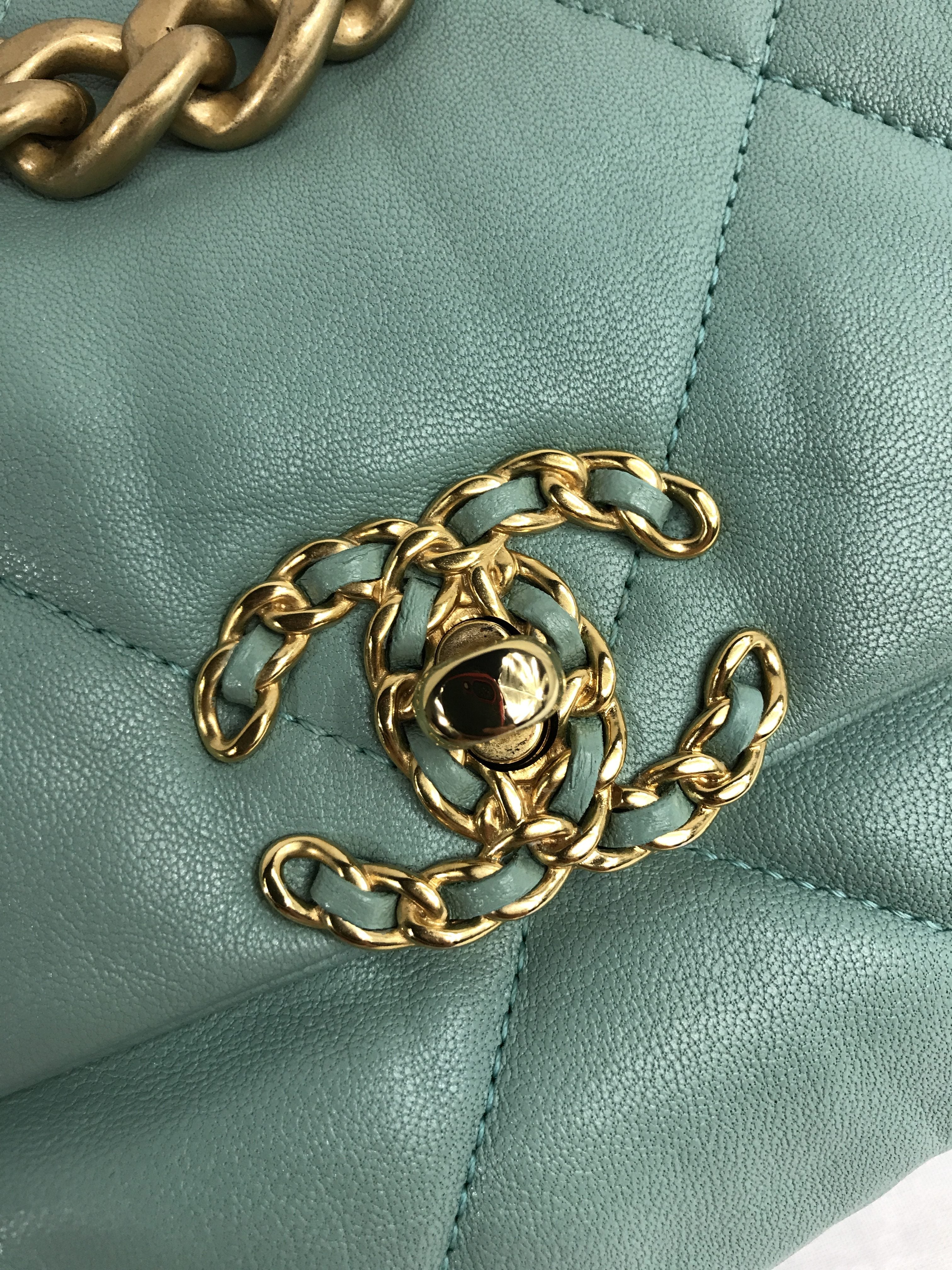 Tiffany Blue Lambskin Small 19 Flap Bag W/SHW/AGHW/RHW