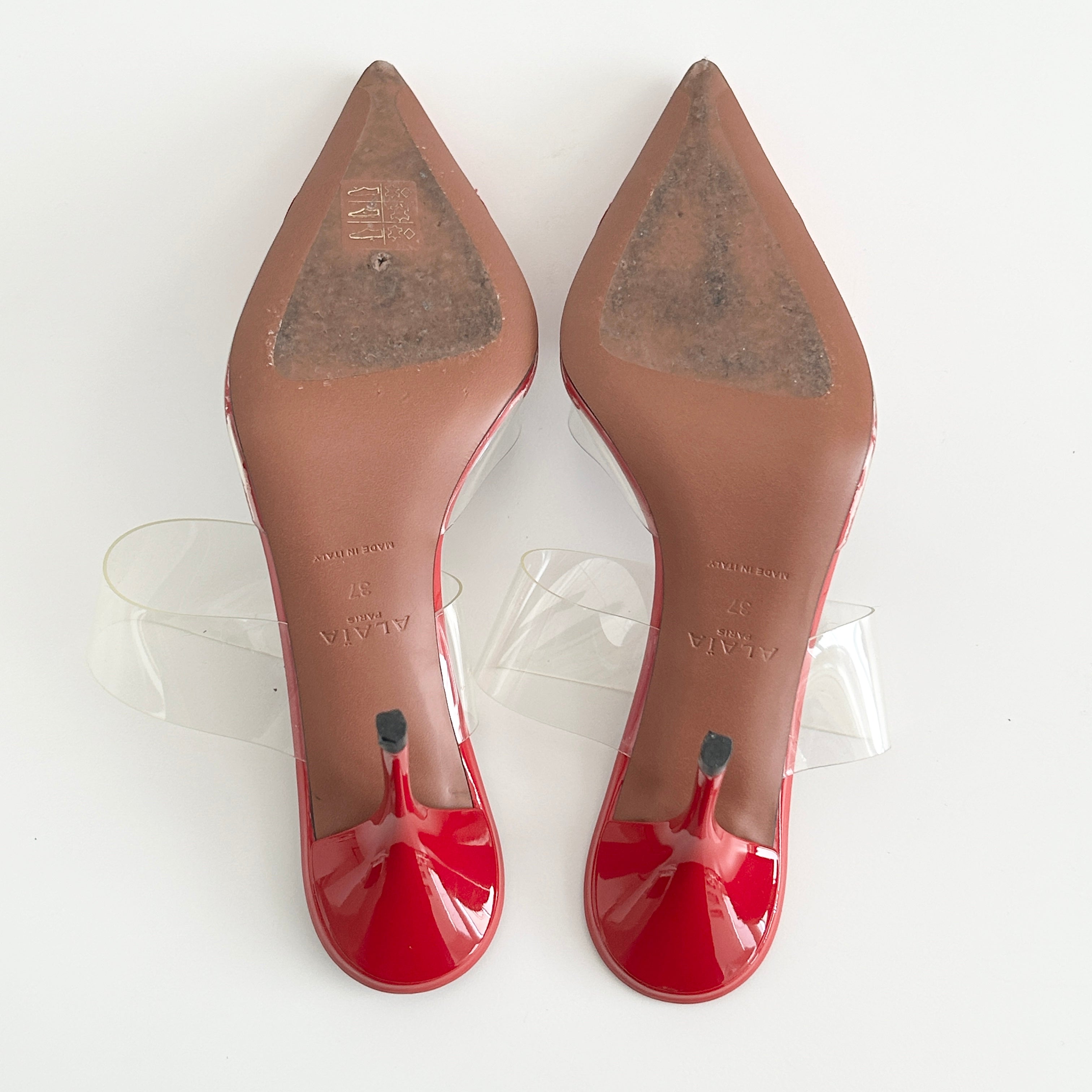 Red Coeur Patent Leather & PU Mules - Haute Classics