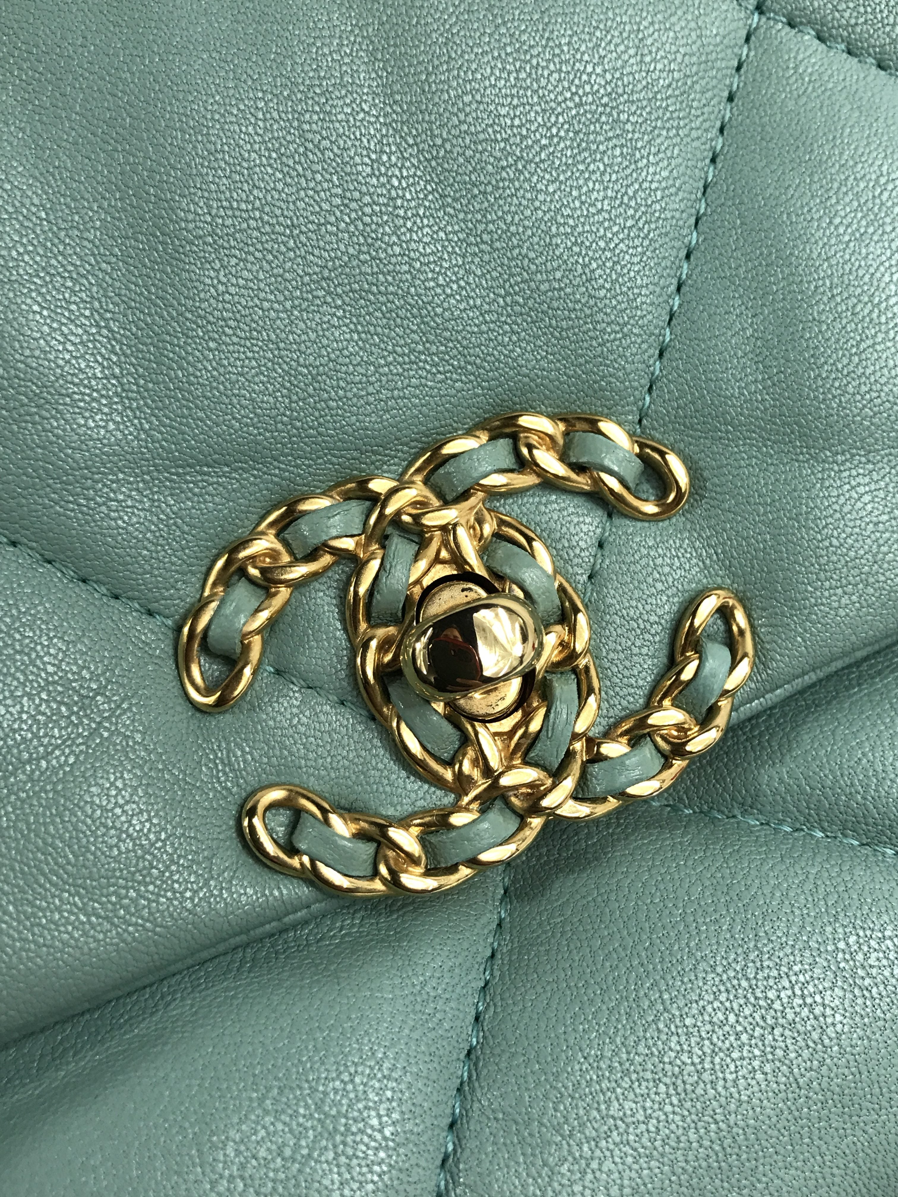 Tiffany Blue Lambskin Small 19 Flap Bag W/SHW/AGHW/RHW