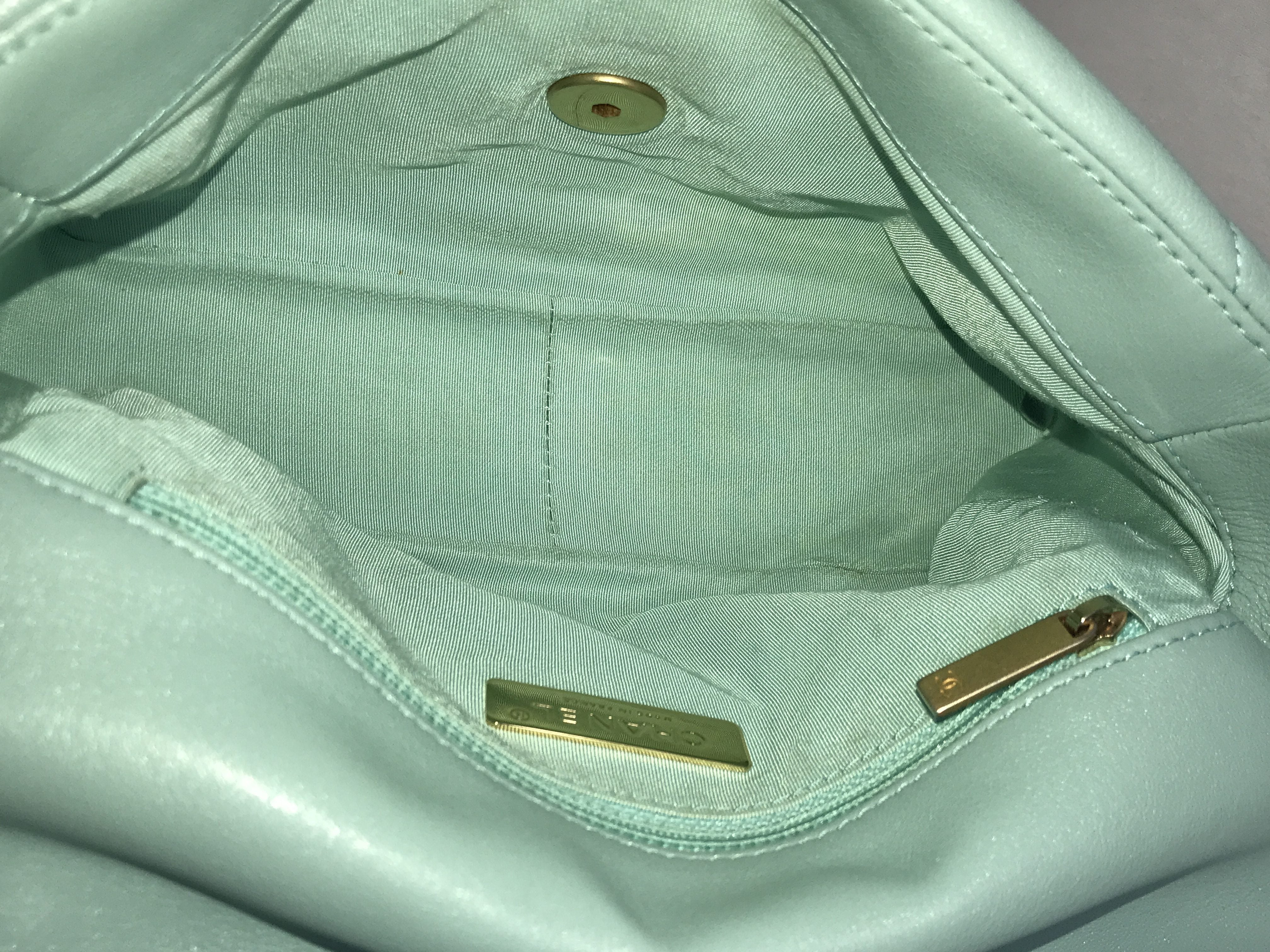 Tiffany Blue Lambskin Small 19 Flap Bag W/SHW/AGHW/RHW