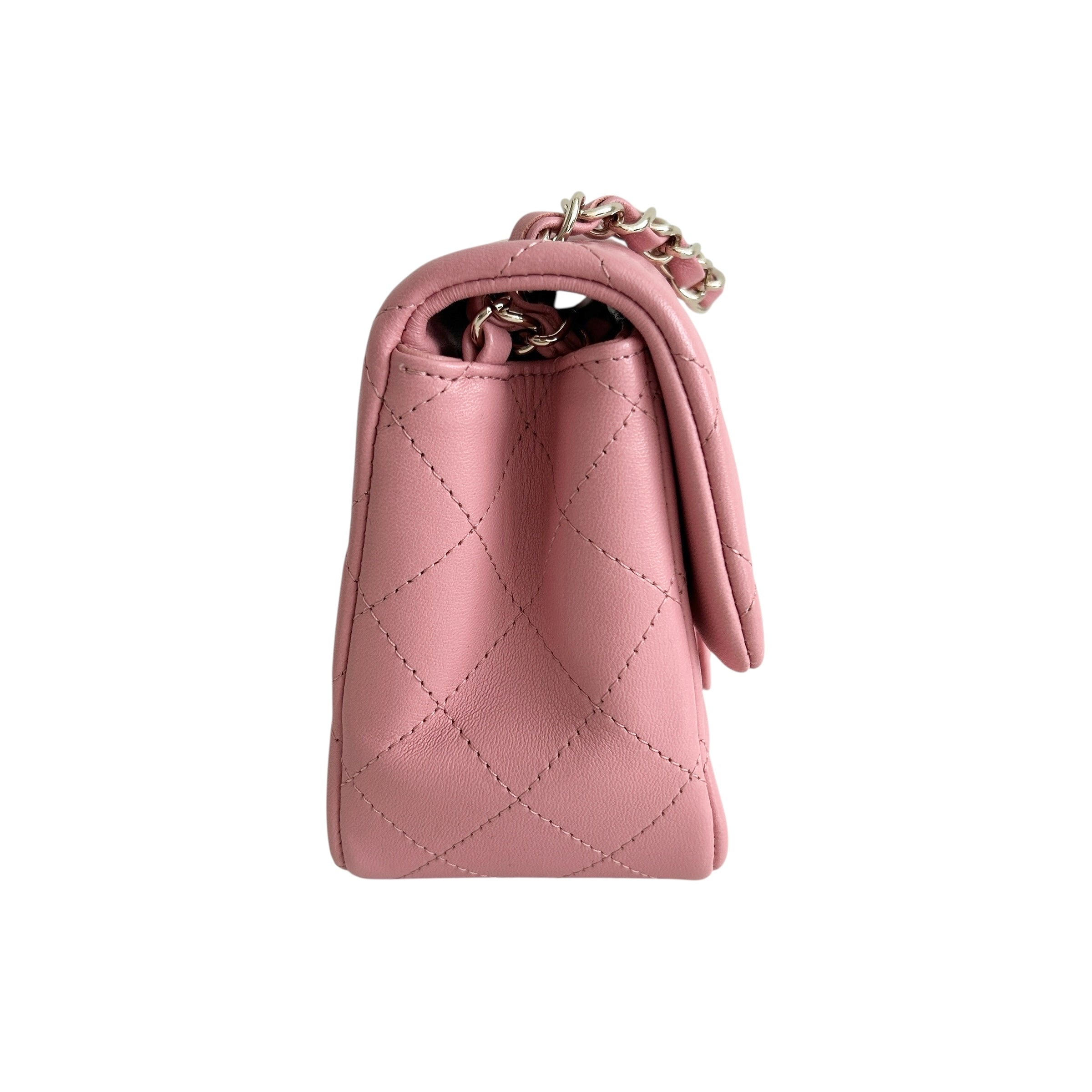 Pink Lambskin Square Mini w/GHW - Haute Classics