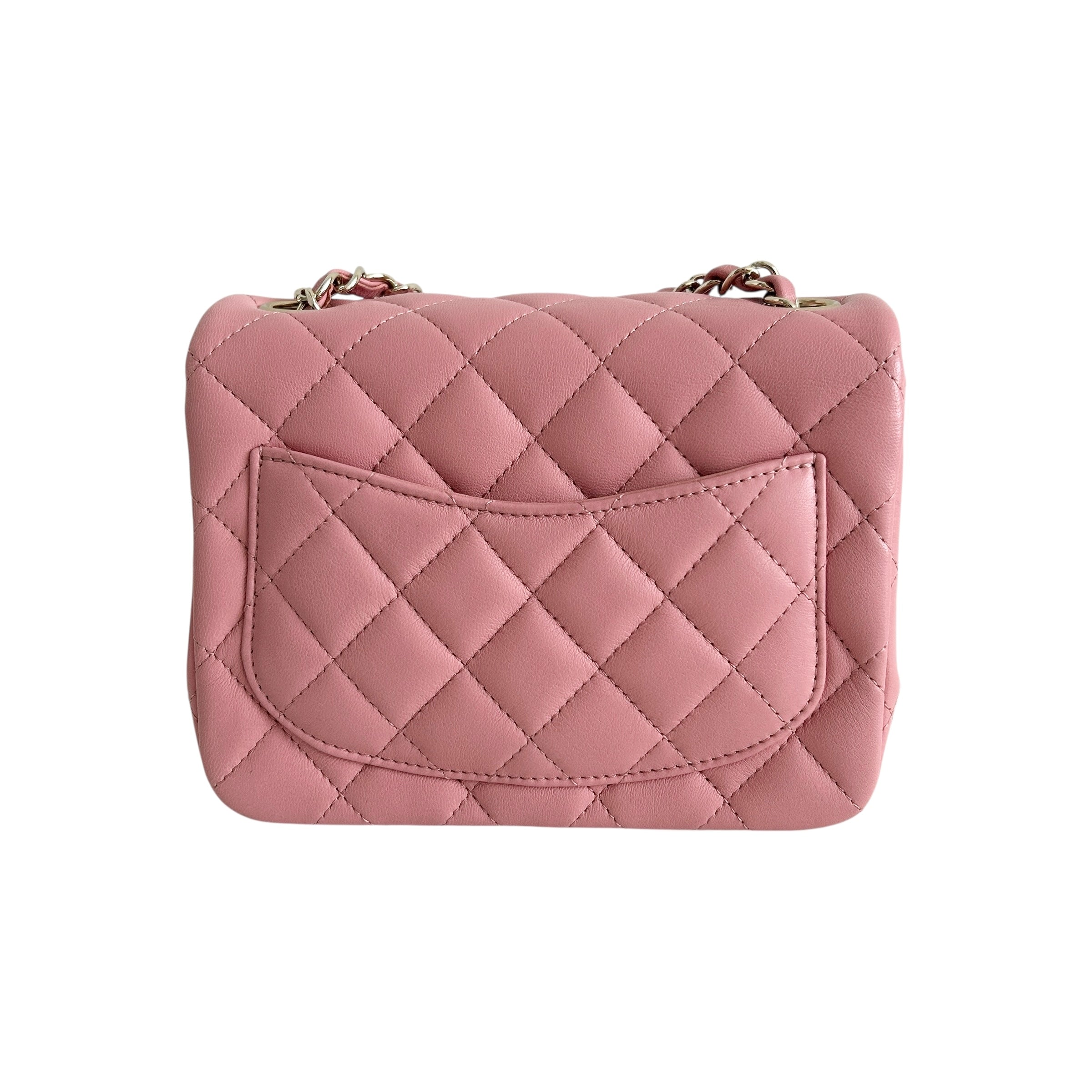 Pink Lambskin Square Mini w/GHW - Haute Classics