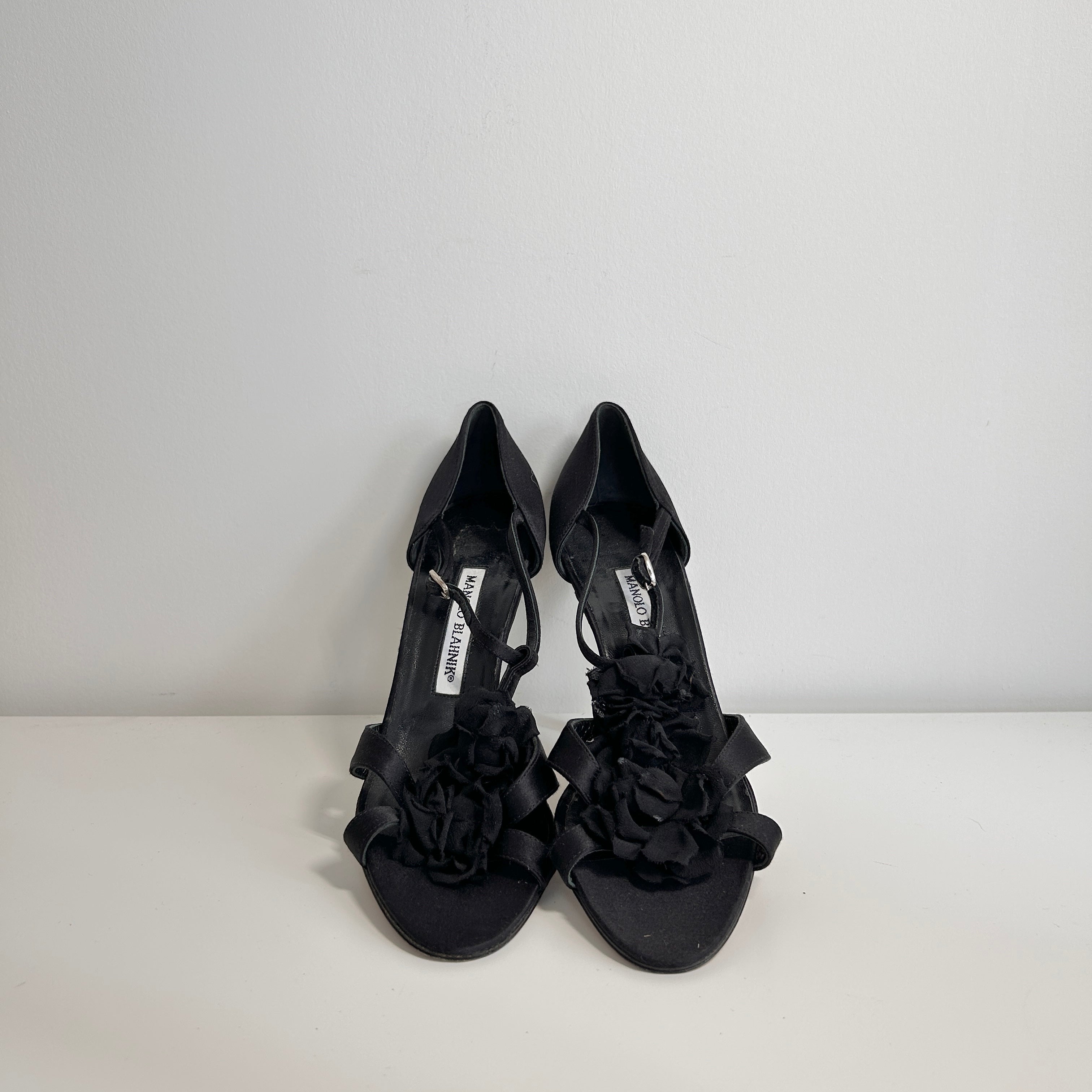 Black Stain Ankle Strap Heels